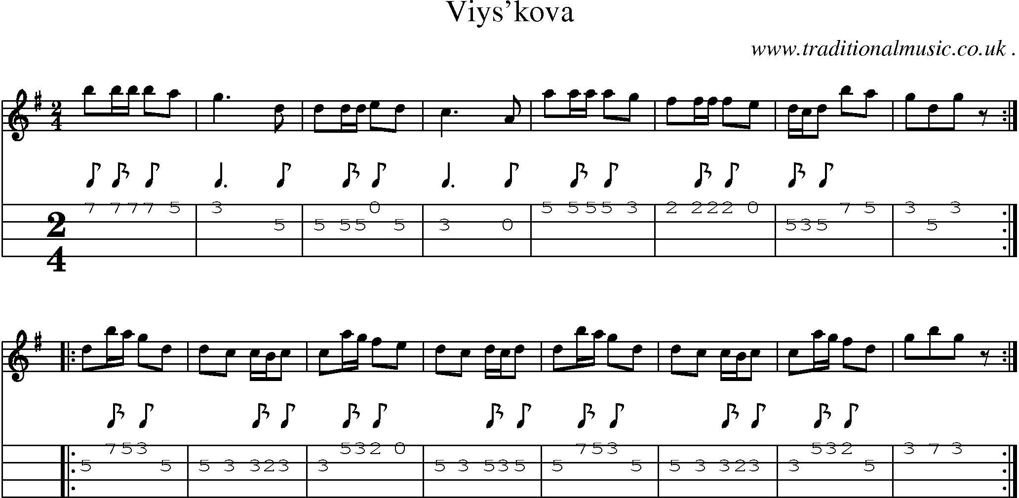 Sheet-Music and Mandolin Tabs for Viyskova