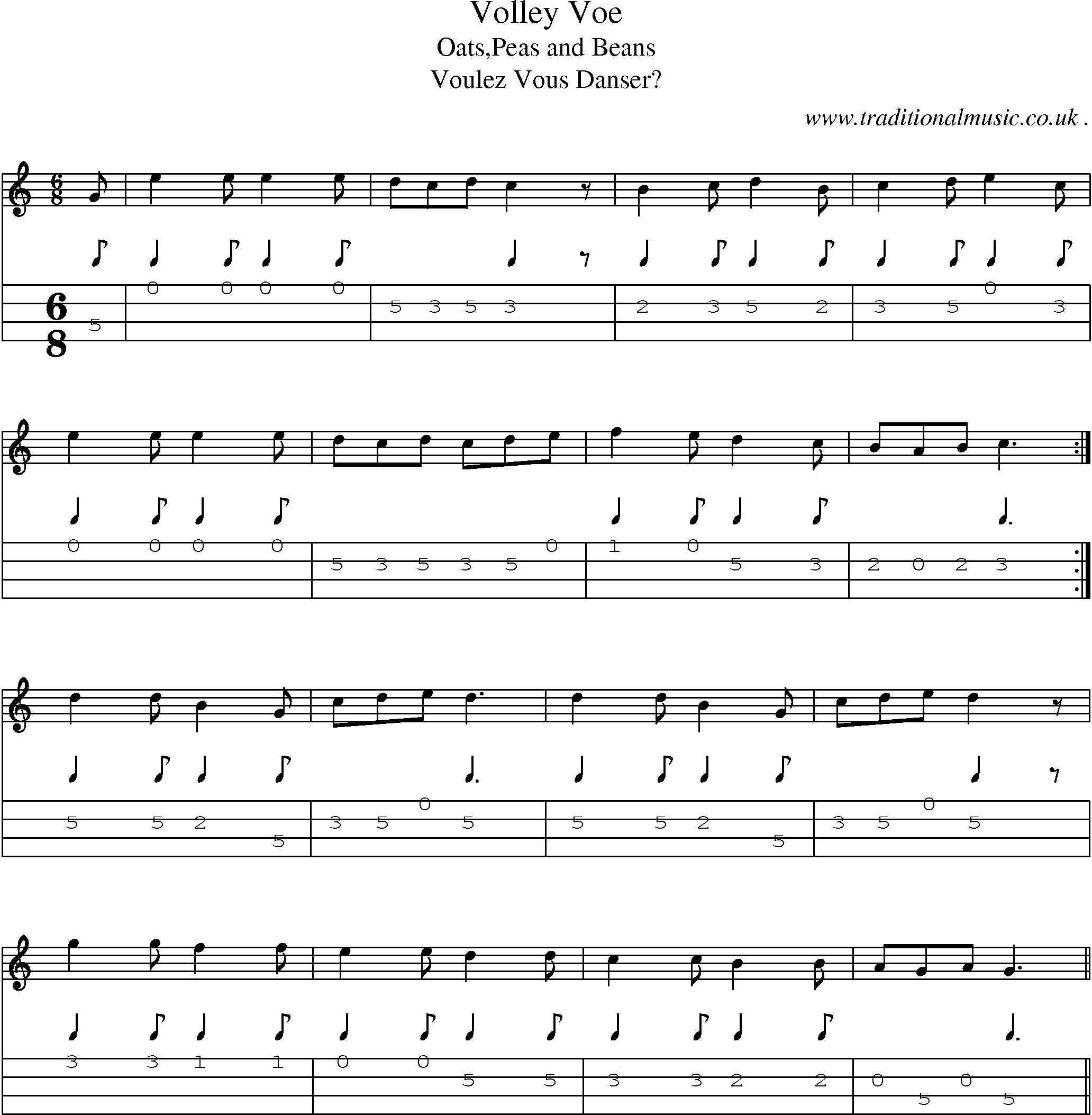 Sheet-Music and Mandolin Tabs for Volley Voe