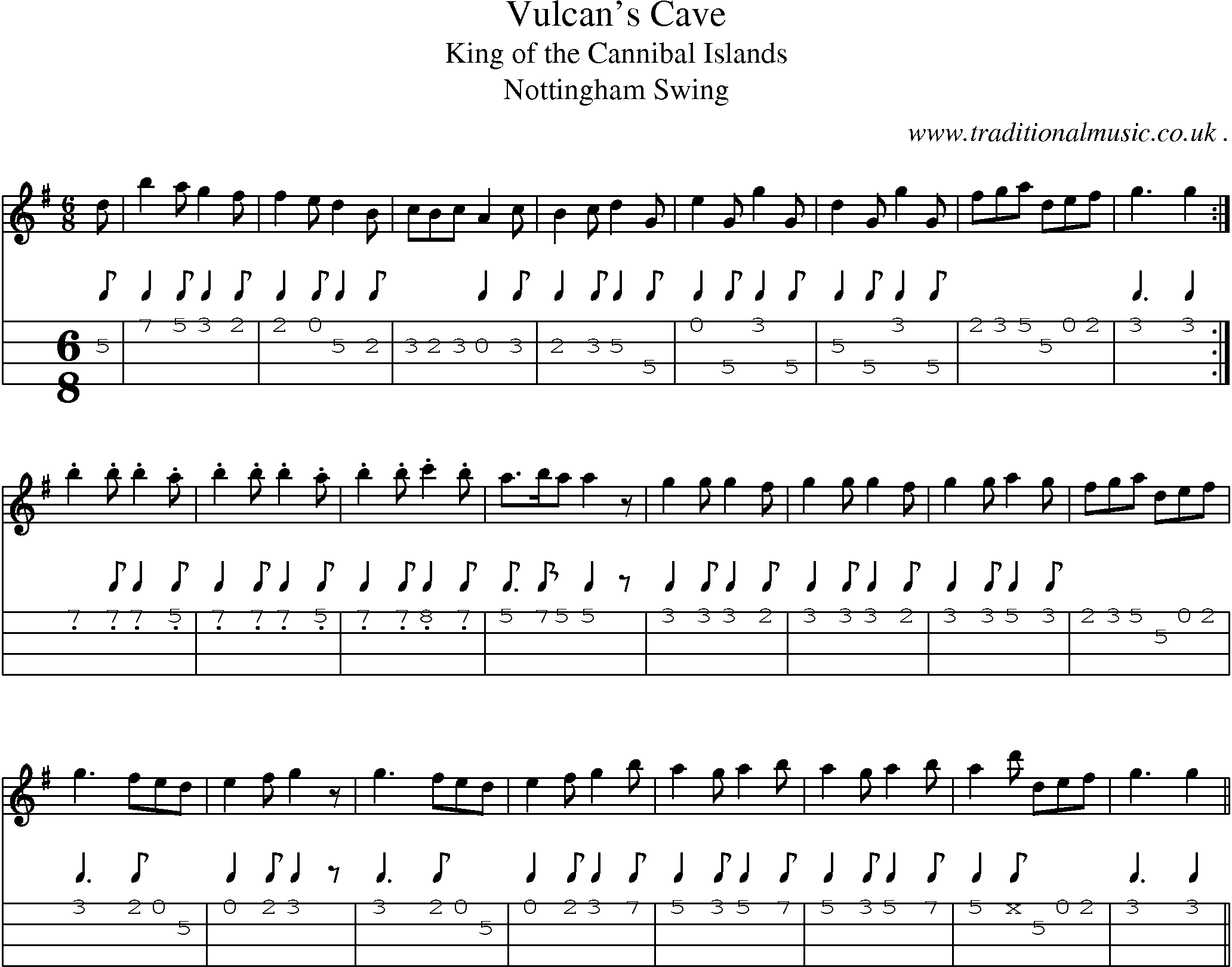 Sheet-Music and Mandolin Tabs for Vulcans Cave