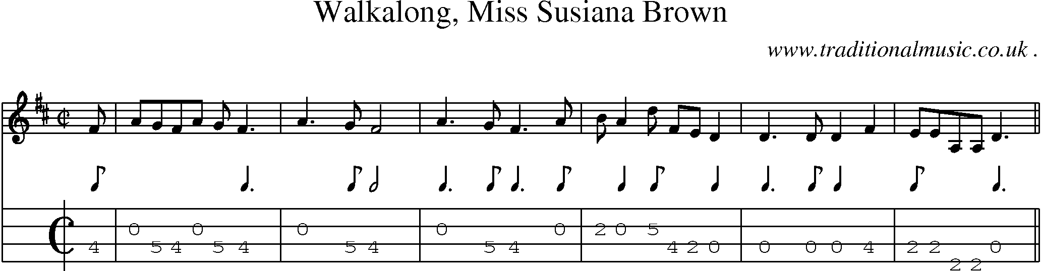 Sheet-Music and Mandolin Tabs for Walkalong Miss Susiana Brown