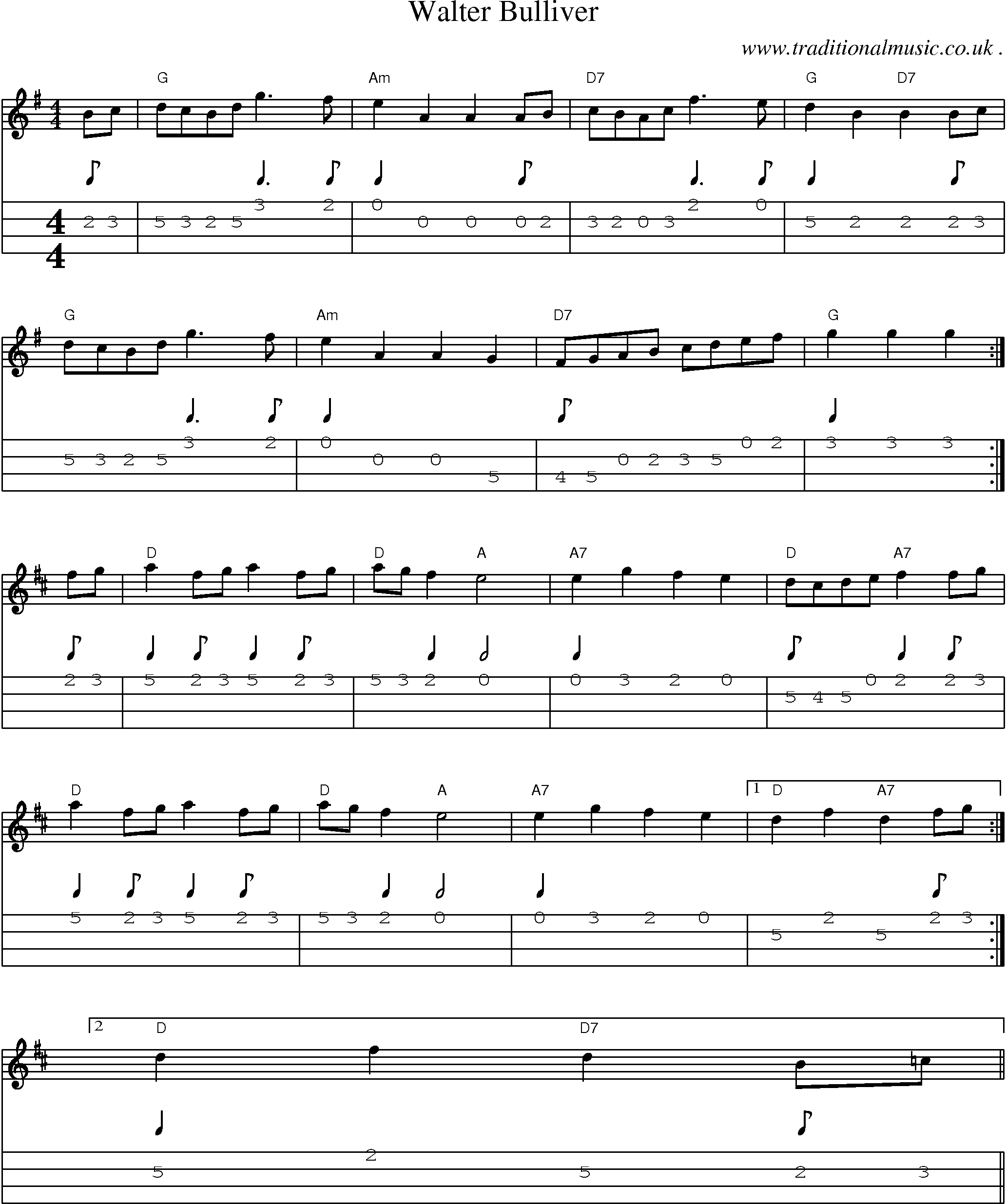 Sheet-Music and Mandolin Tabs for Walter Bulliver