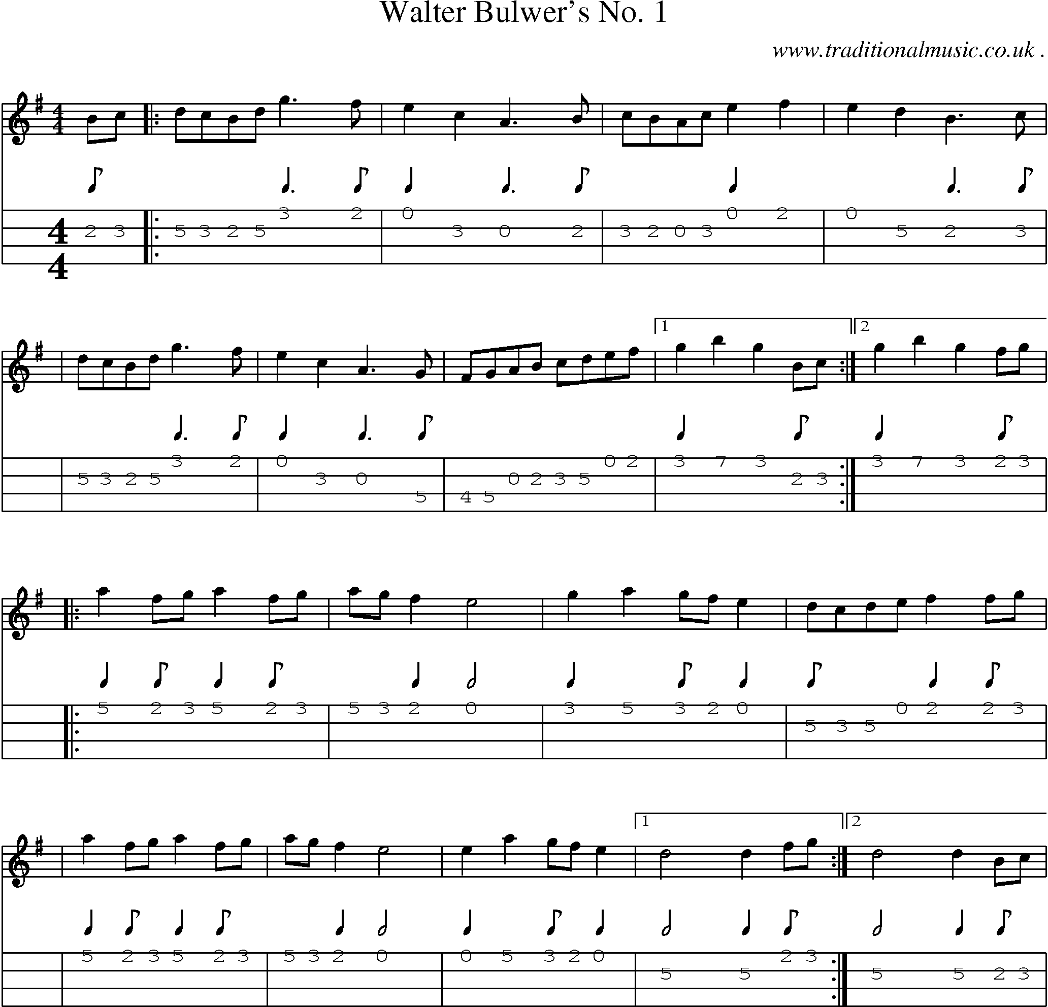 Sheet-Music and Mandolin Tabs for Walter Bulwers No 1