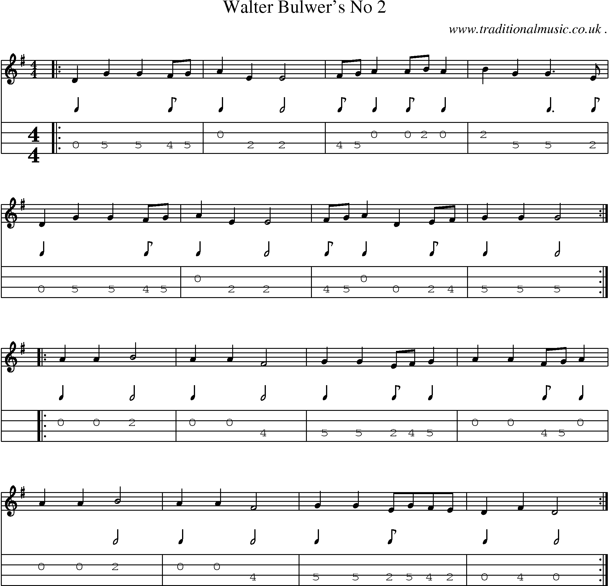 Sheet-Music and Mandolin Tabs for Walter Bulwers No 2