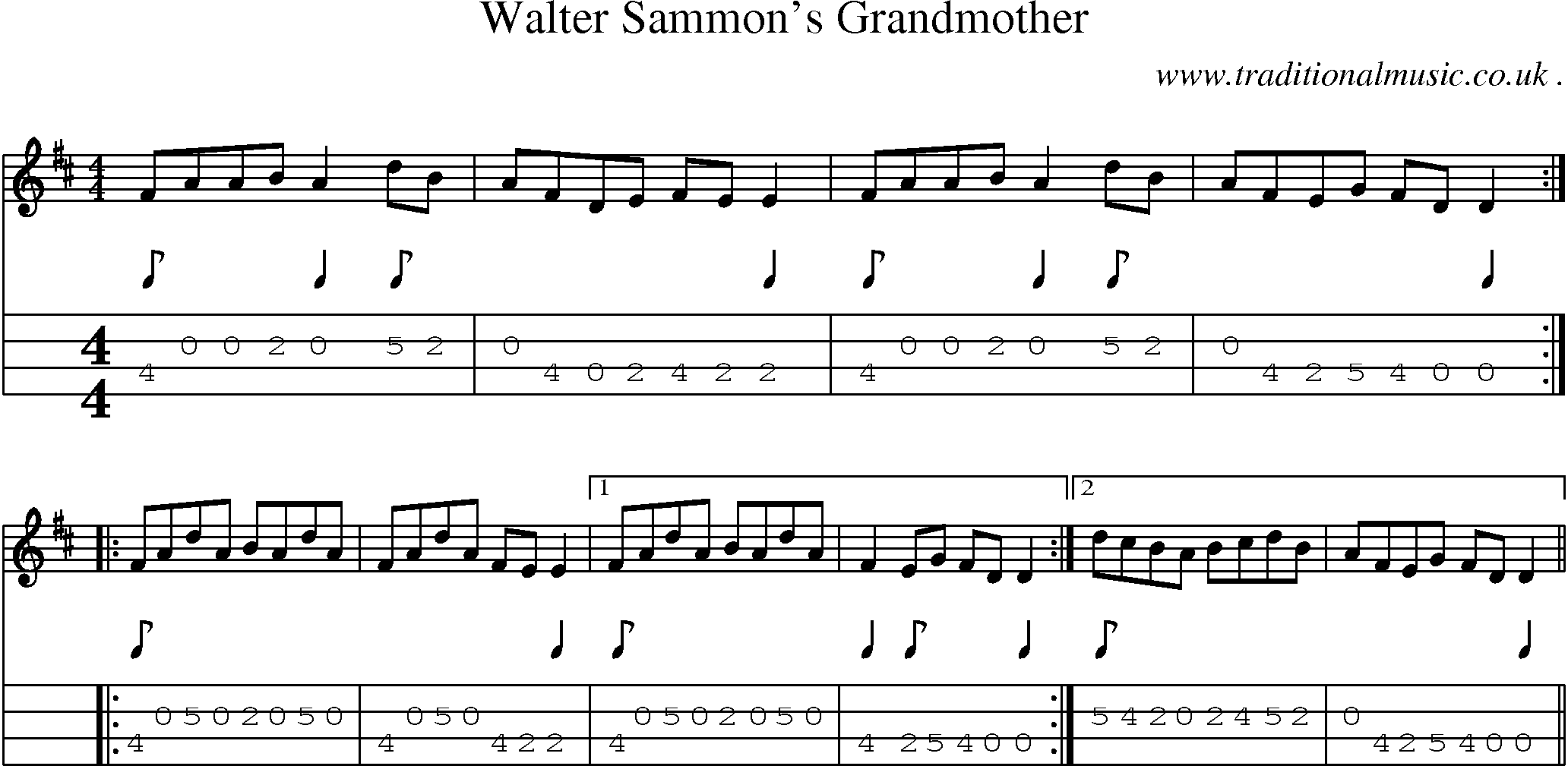 Sheet-Music and Mandolin Tabs for Walter Sammons Grandmother