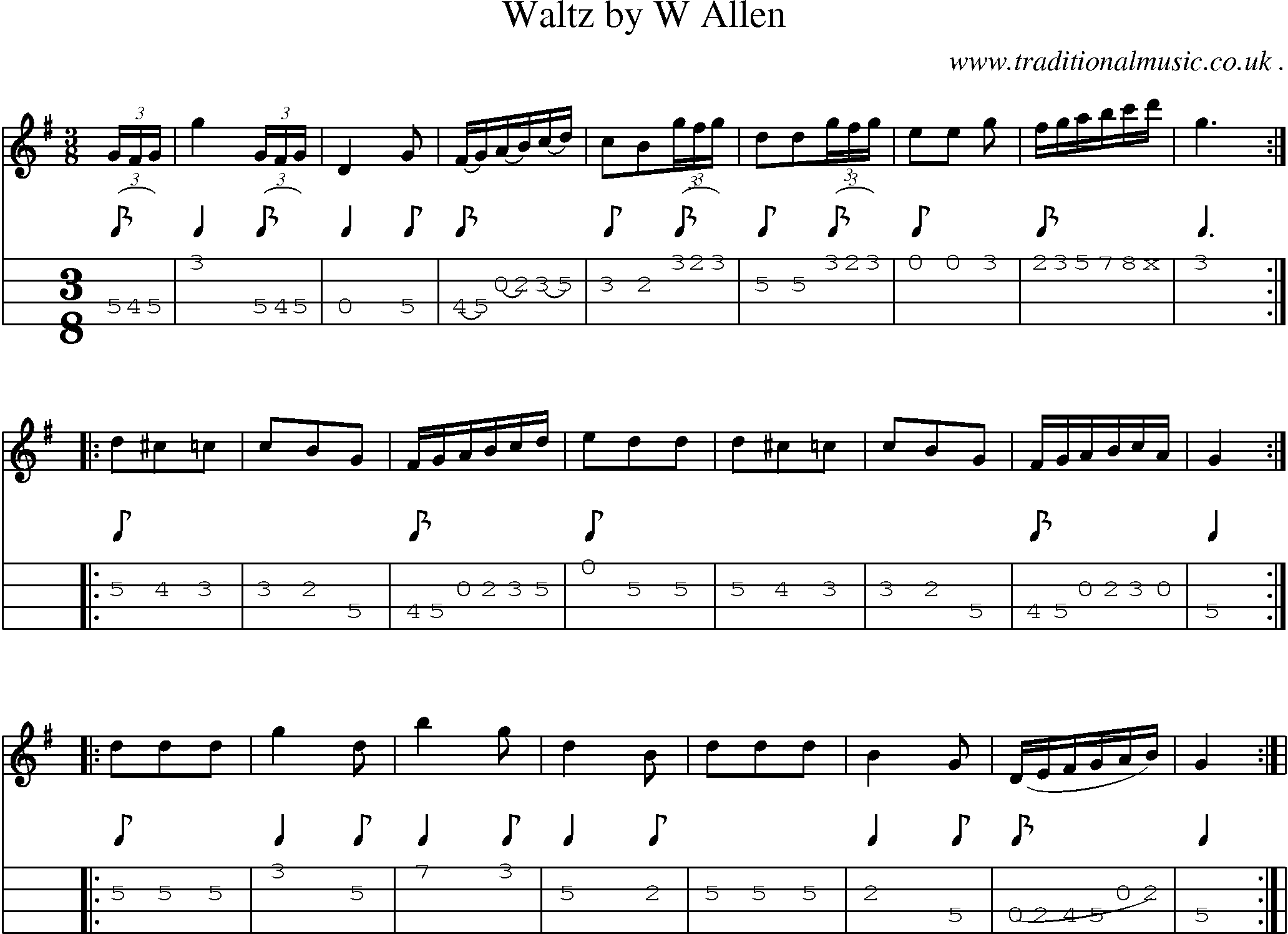 Sheet-Music and Mandolin Tabs for Waltz By W Allen