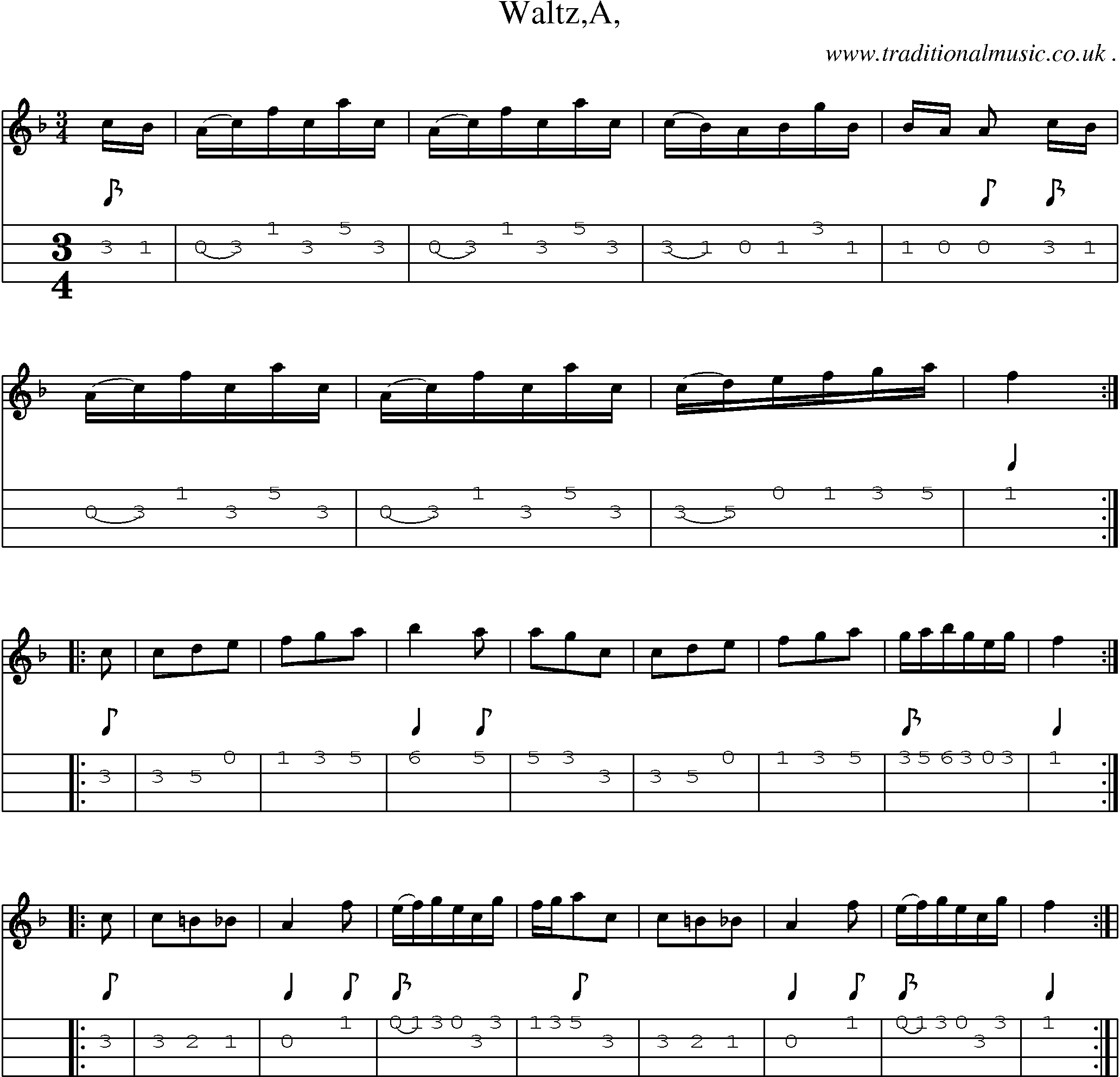 Sheet-Music and Mandolin Tabs for WaltzA 