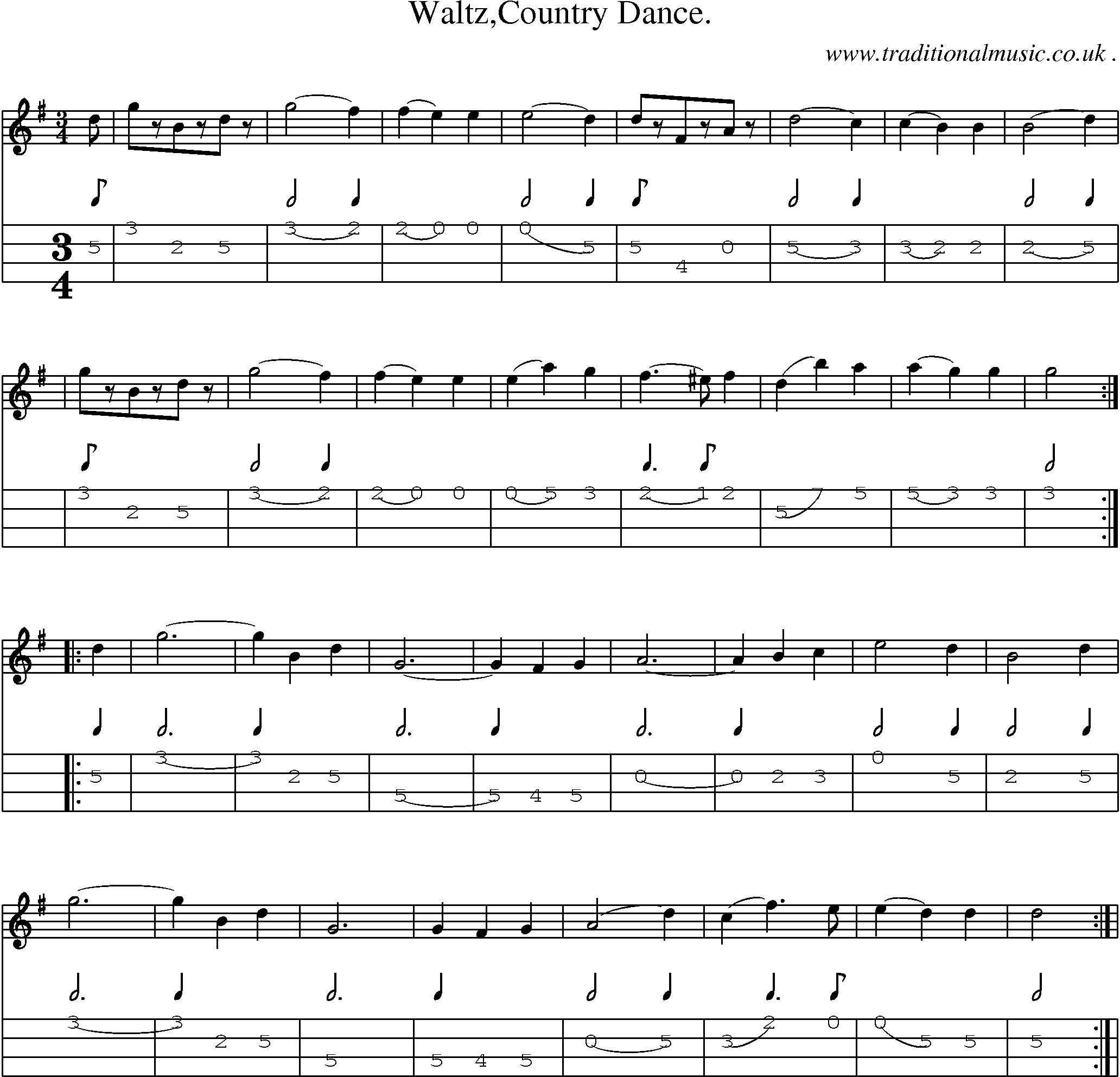 Sheet-Music and Mandolin Tabs for Waltzcountry Dance