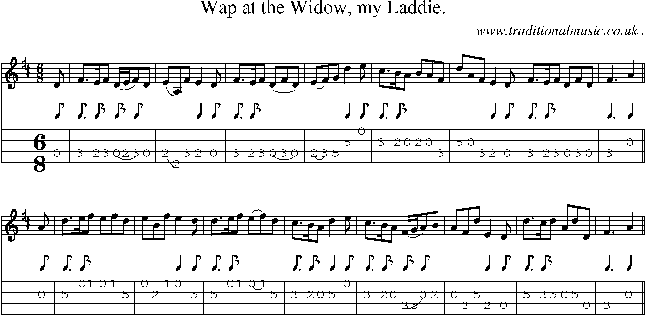 Sheet-Music and Mandolin Tabs for Wap At The Widow My Laddie