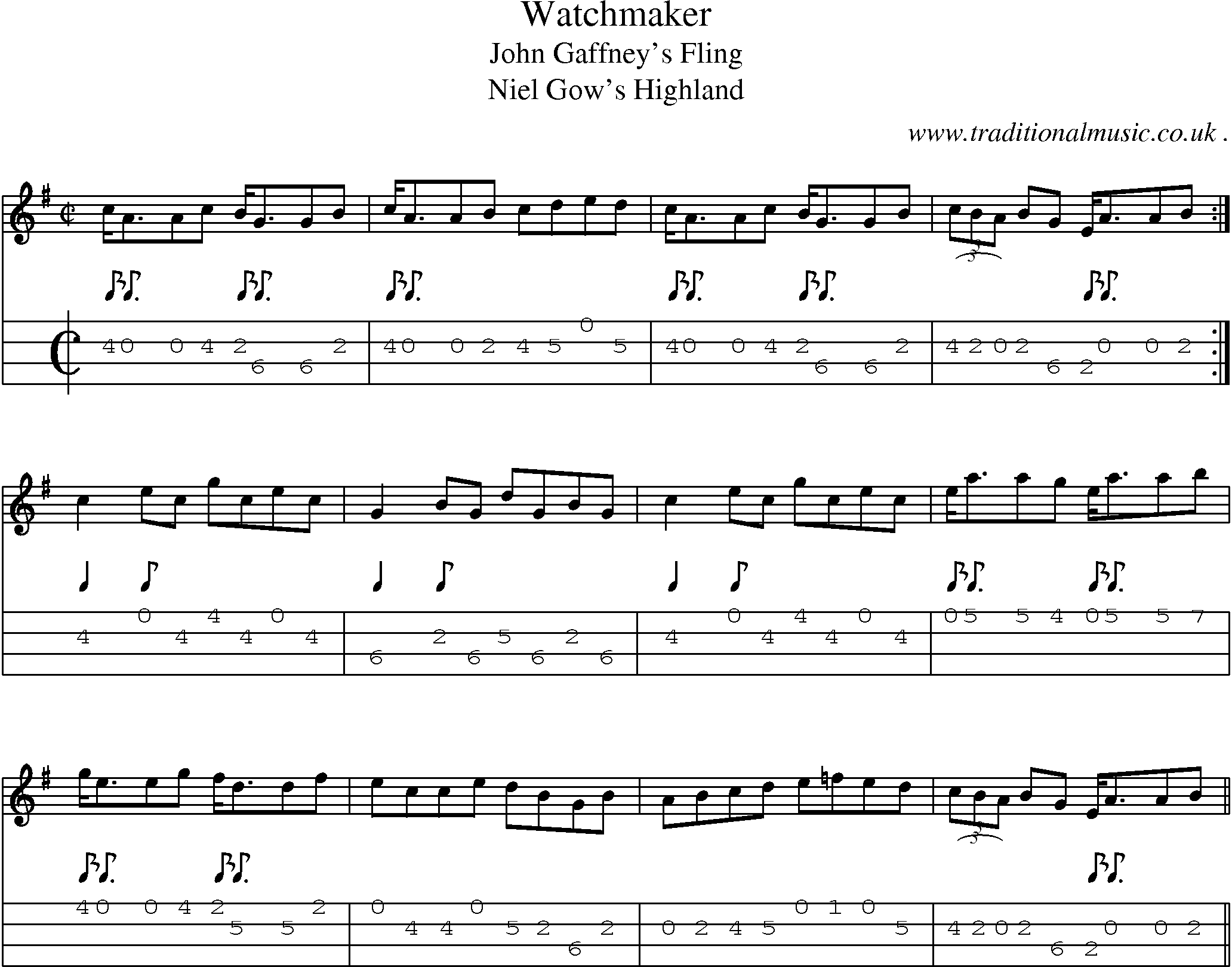 Sheet-Music and Mandolin Tabs for Watchmaker