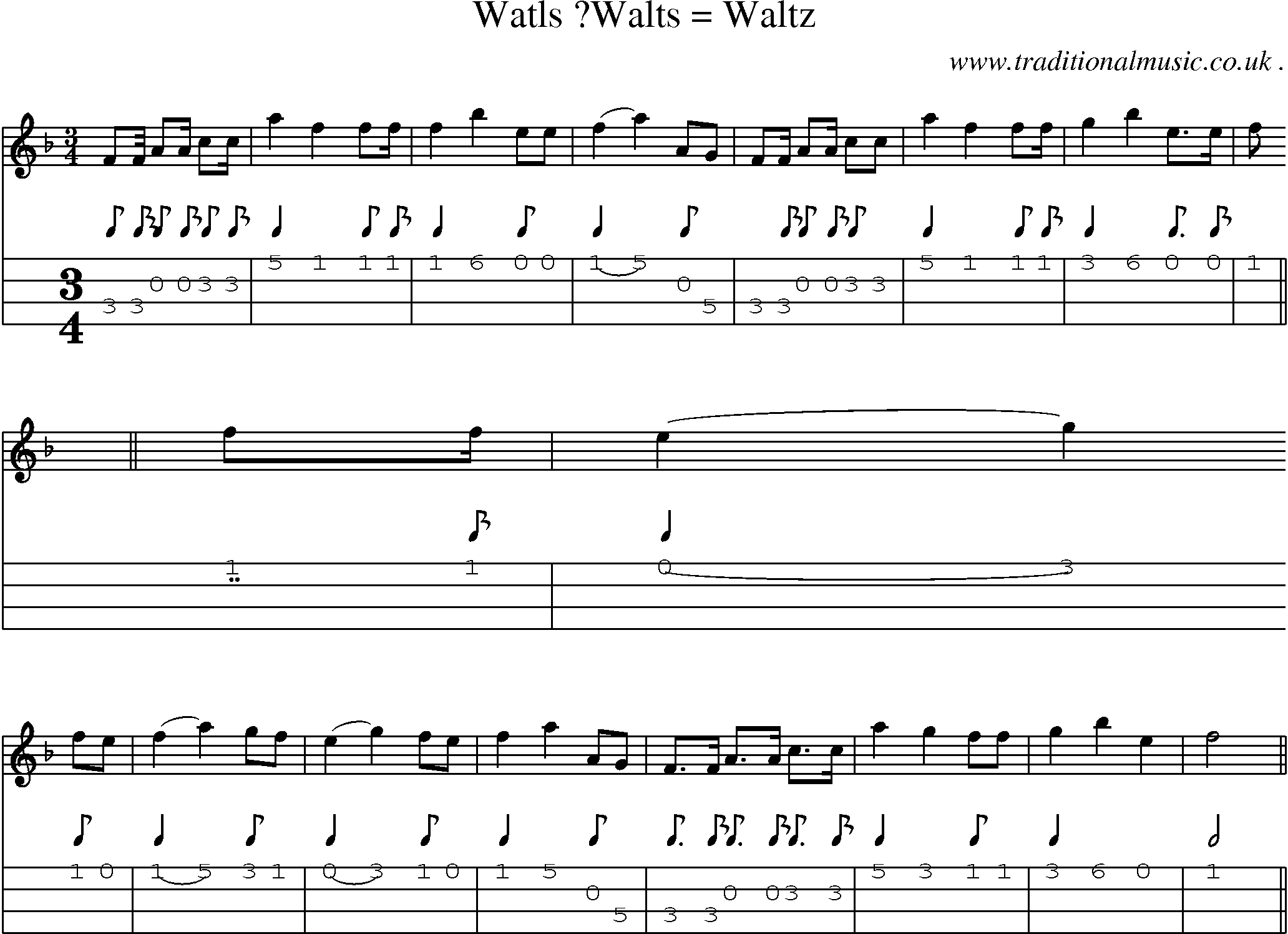 Sheet-Music and Mandolin Tabs for Watls Walts