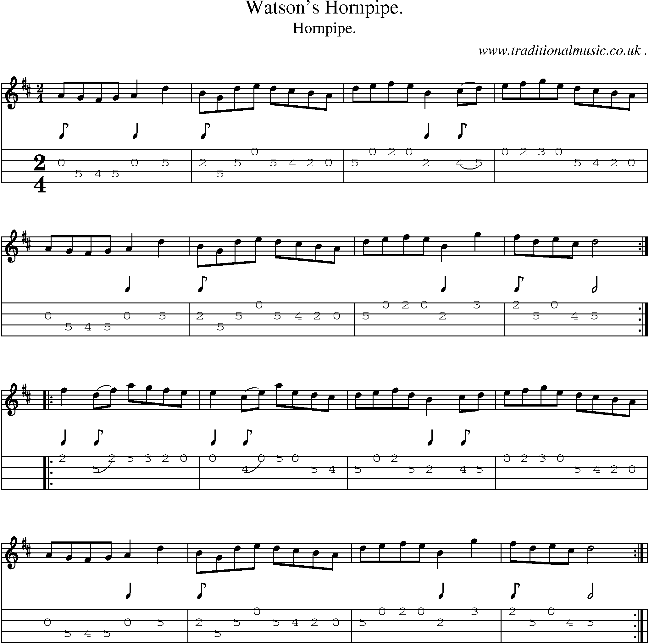Sheet-Music and Mandolin Tabs for Watsons Hornpipe