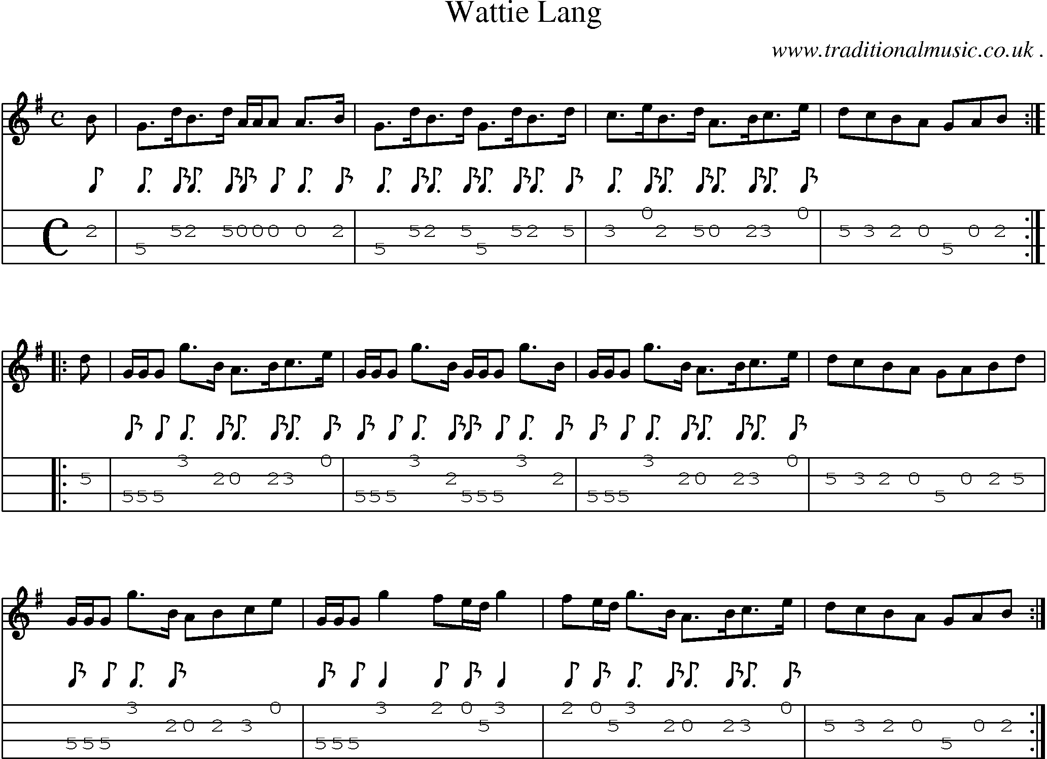 Sheet-Music and Mandolin Tabs for Wattie Lang
