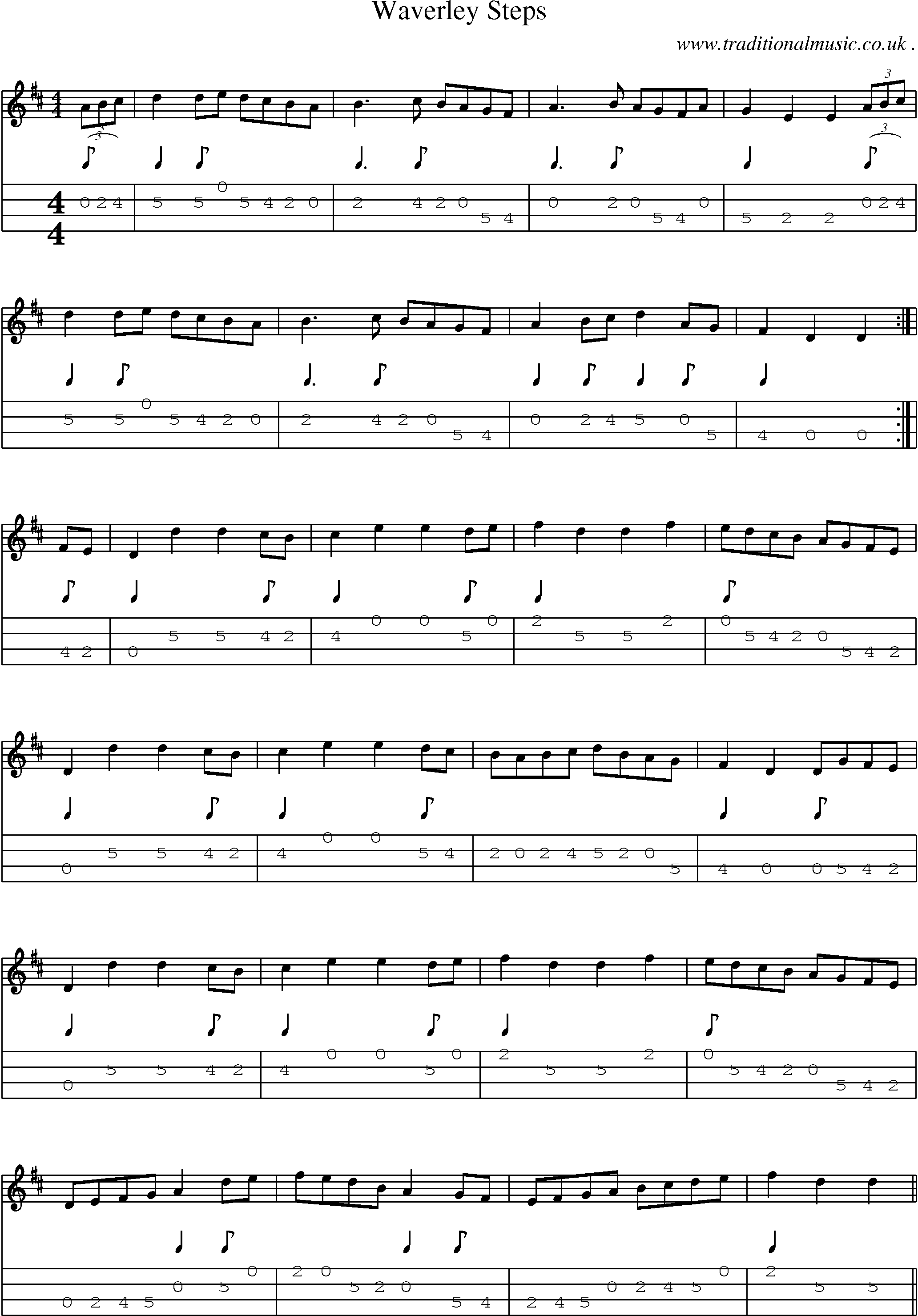 Sheet-Music and Mandolin Tabs for Waverley Steps