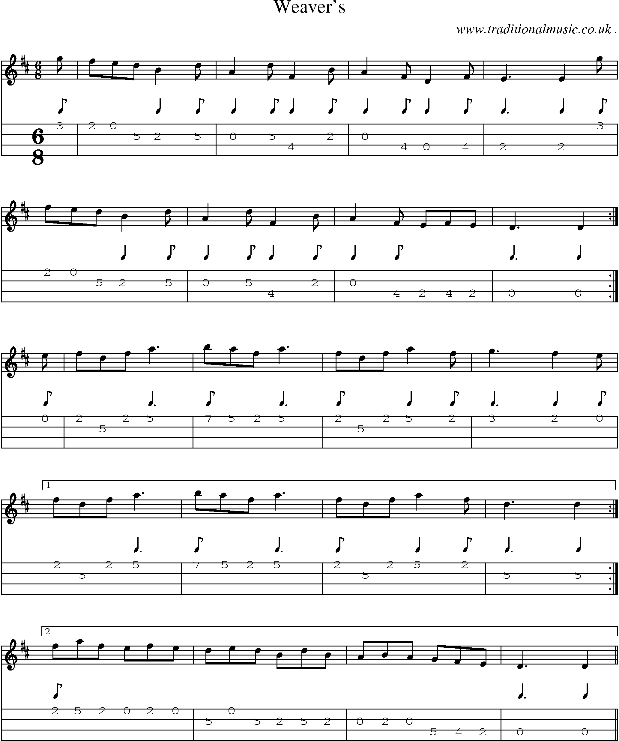 Sheet-Music and Mandolin Tabs for Weaver