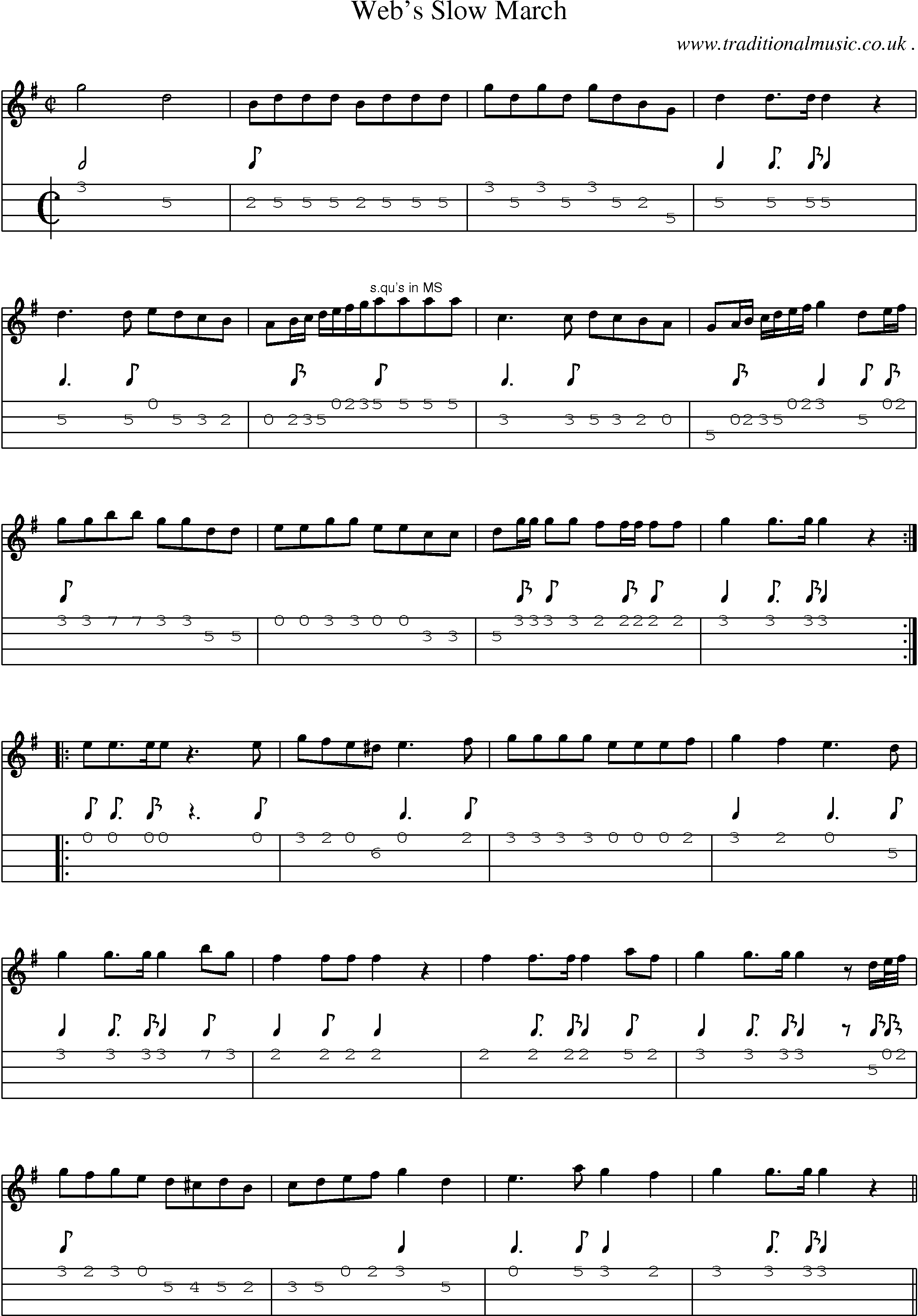 Sheet-Music and Mandolin Tabs for Webs Slow March