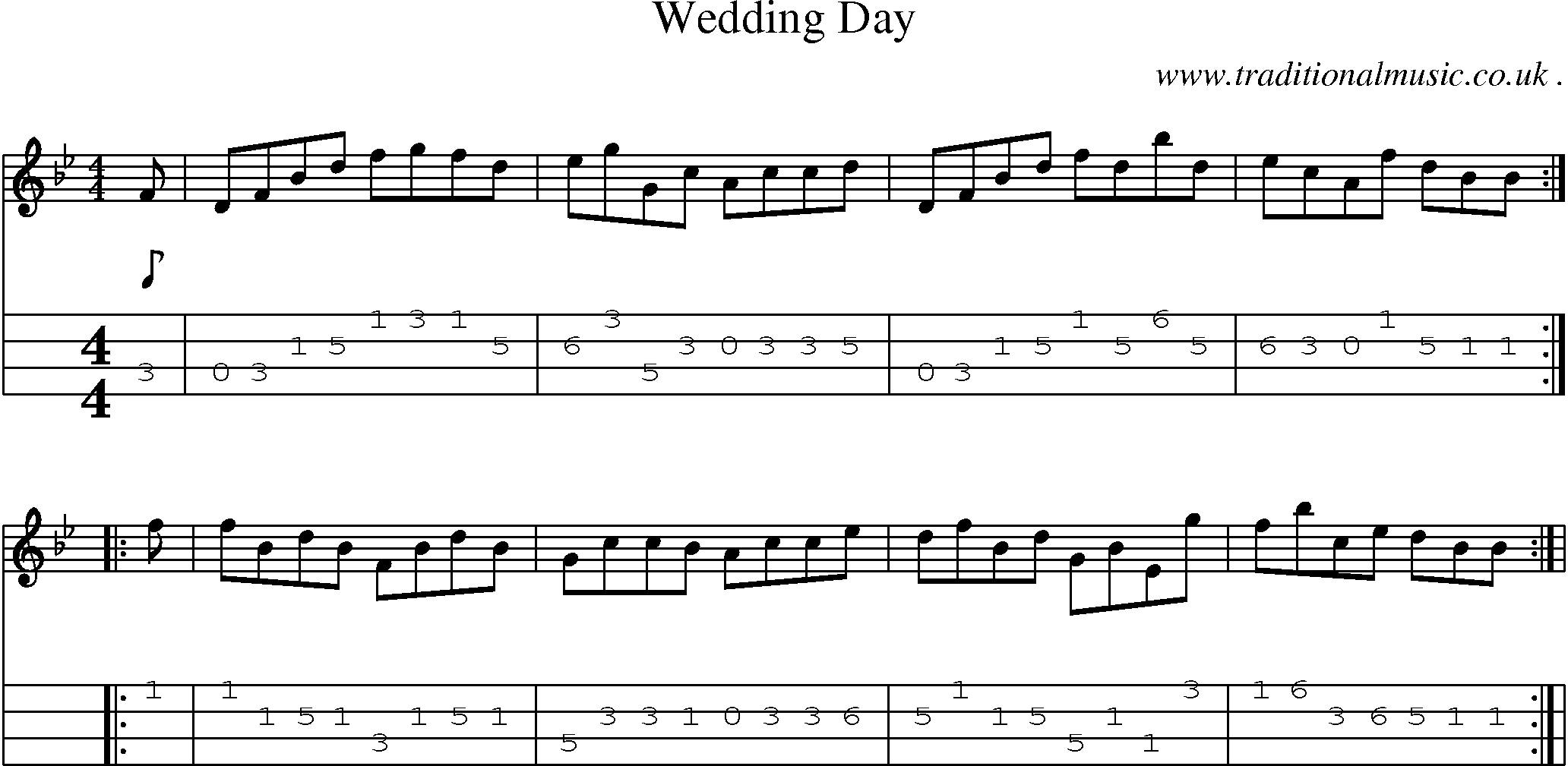 Sheet-Music and Mandolin Tabs for Wedding Day