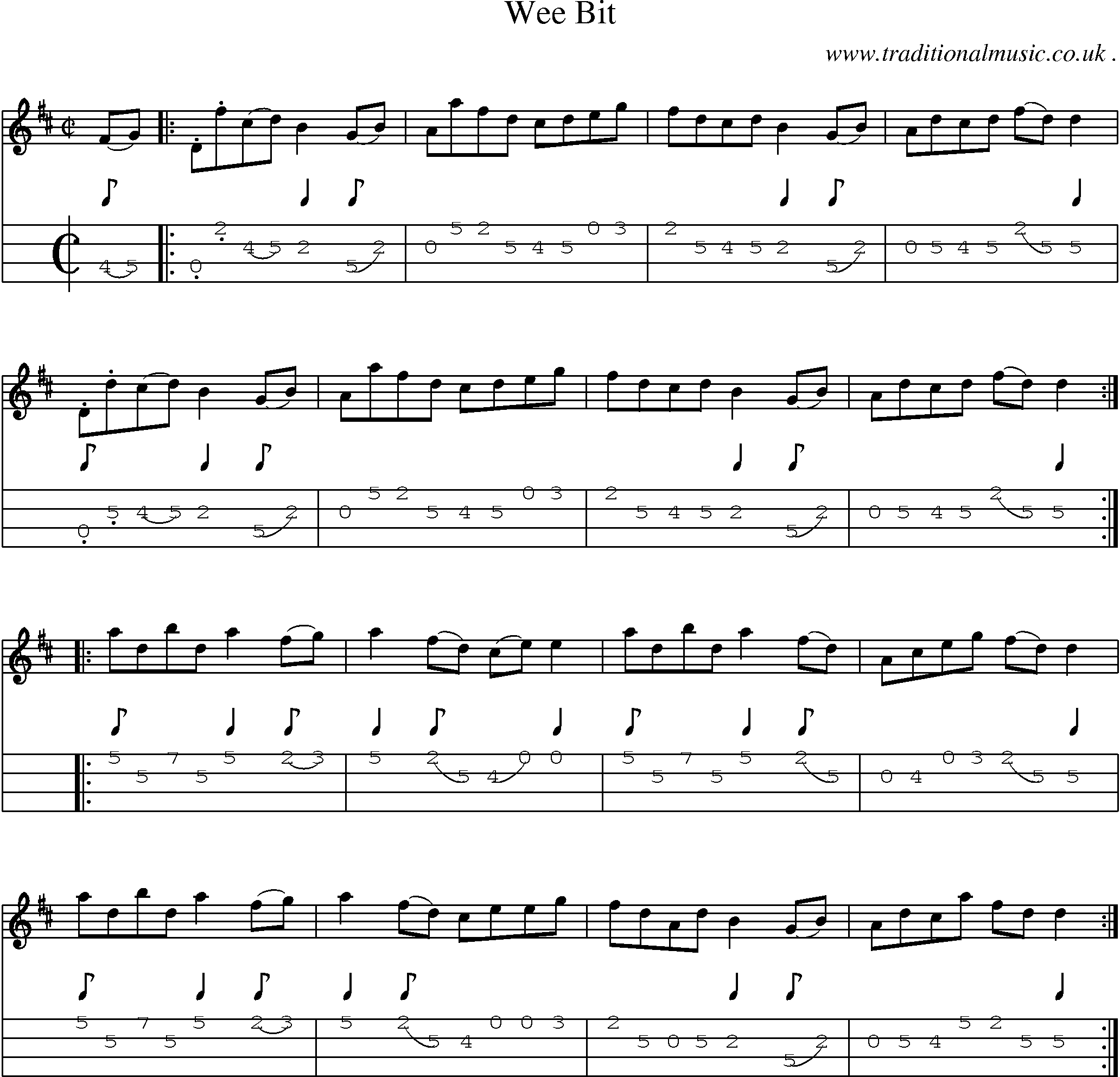 Sheet-Music and Mandolin Tabs for Wee Bit