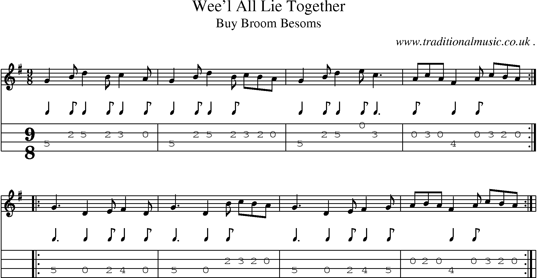 Sheet-Music and Mandolin Tabs for Weel All Lie Together