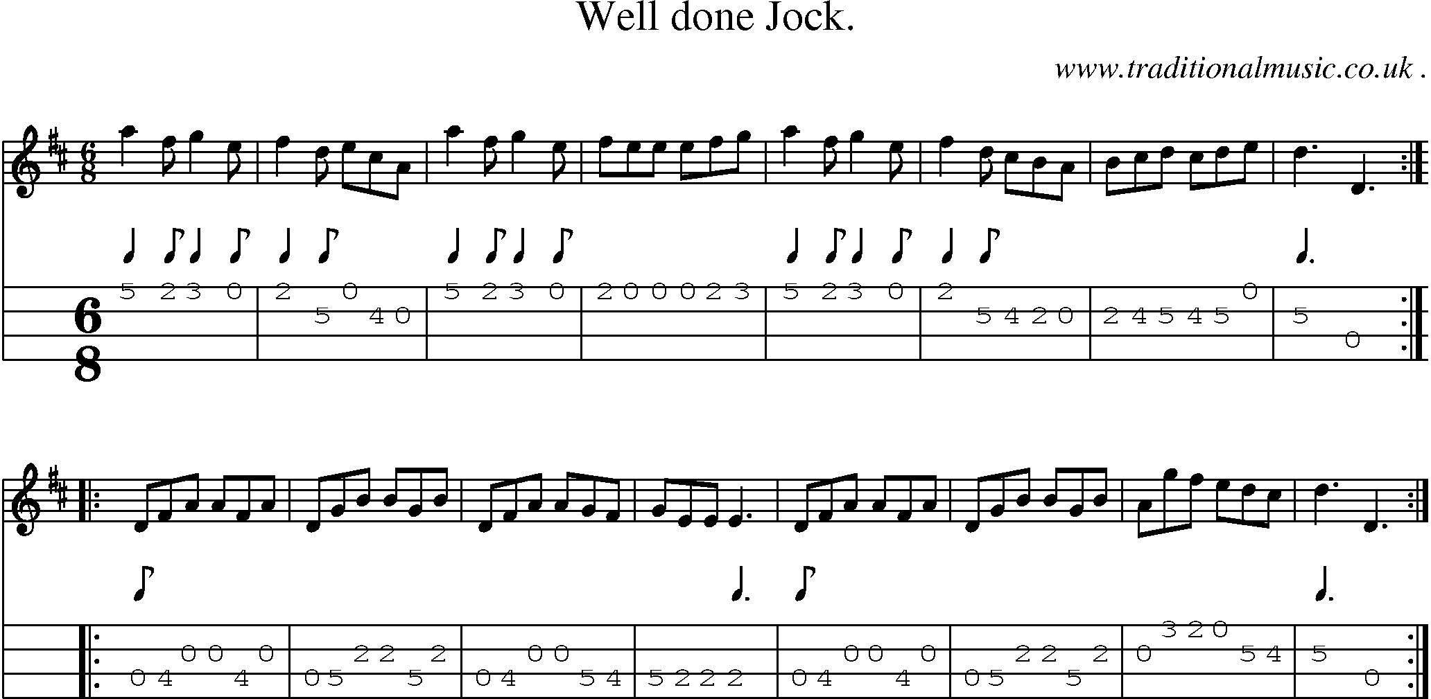 Sheet-Music and Mandolin Tabs for Well Done Jock