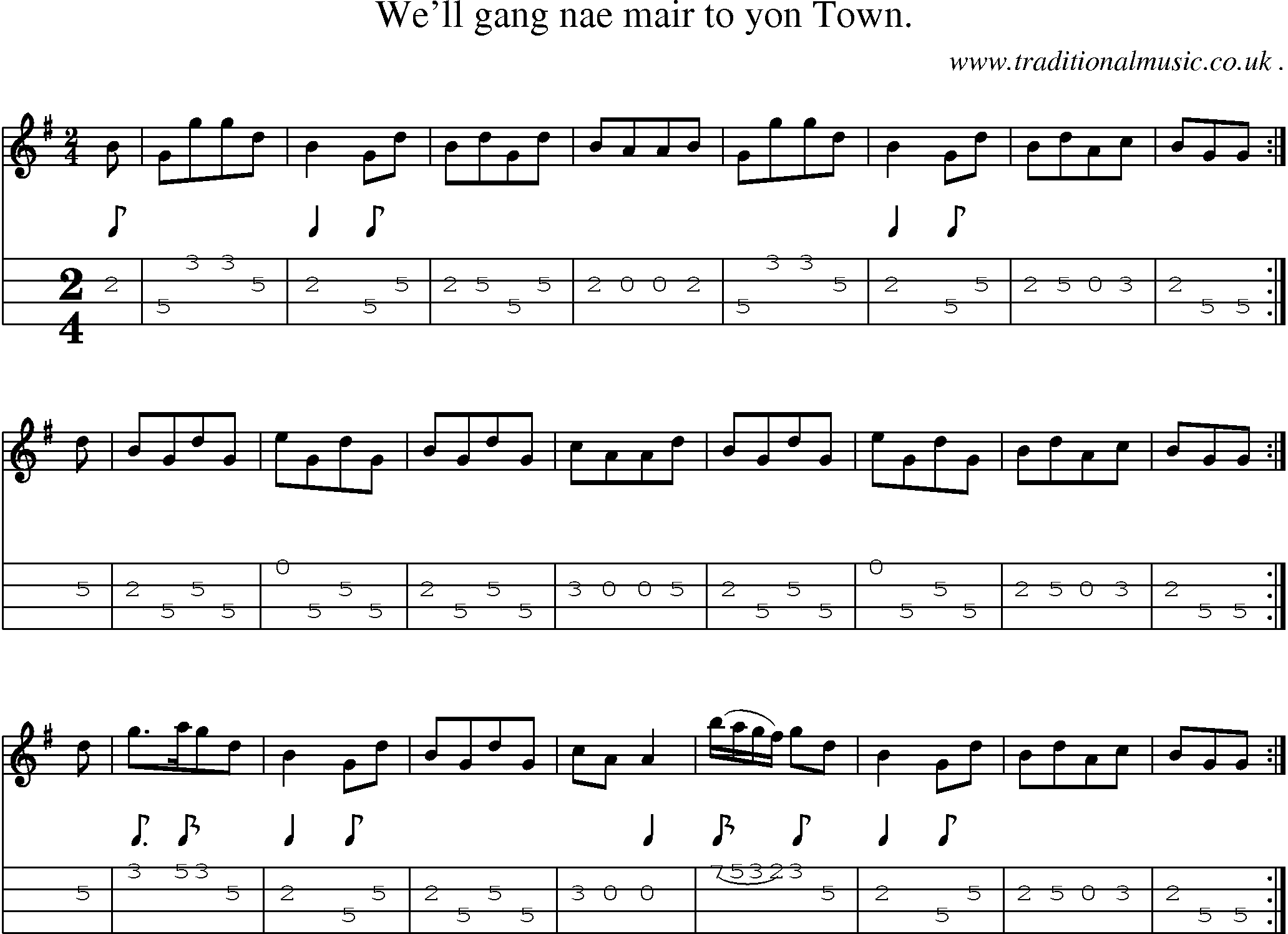 Sheet-Music and Mandolin Tabs for Well Gang Nae Mair To Yon Town