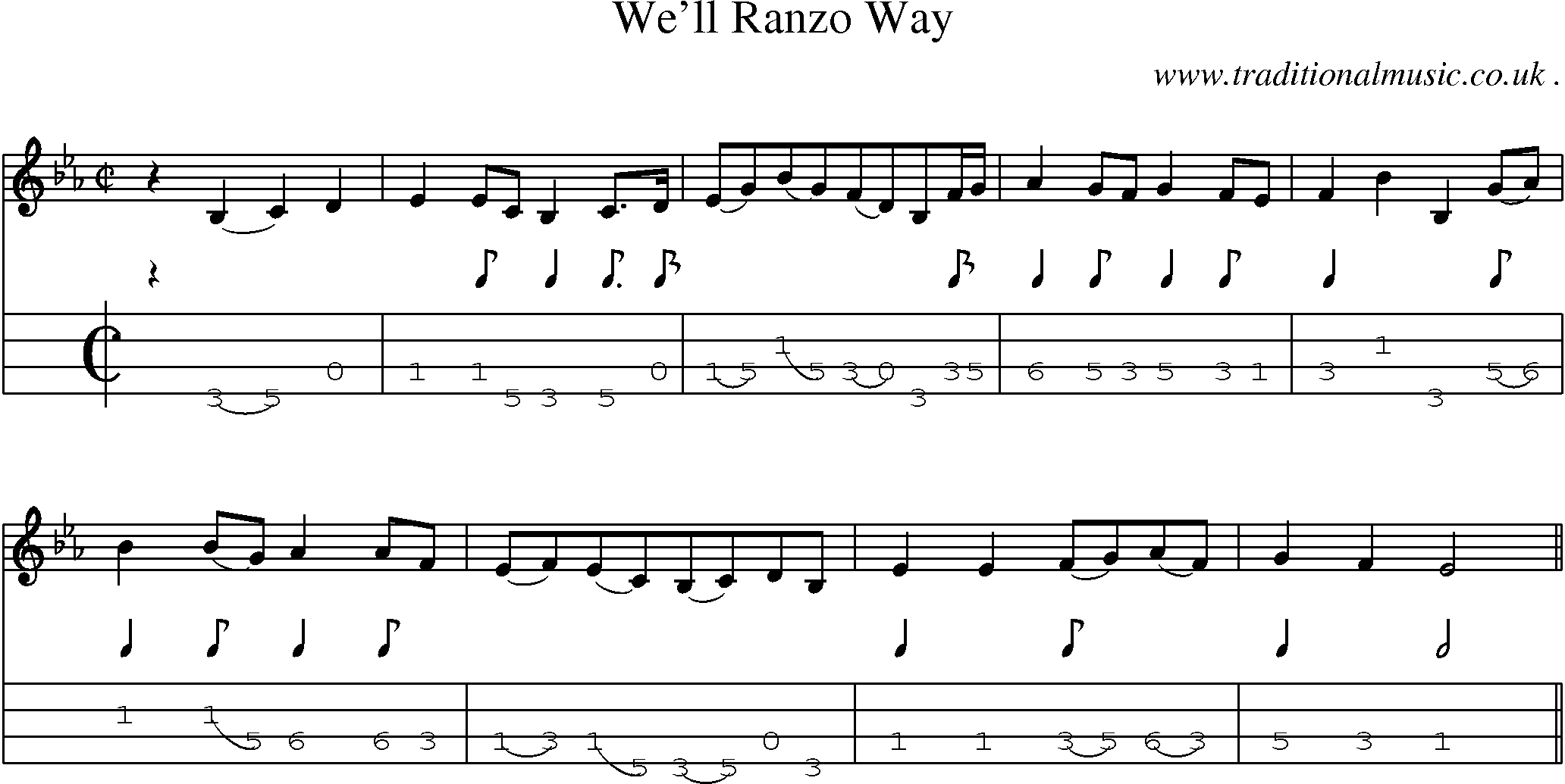 Sheet-Music and Mandolin Tabs for Well Ranzo Way
