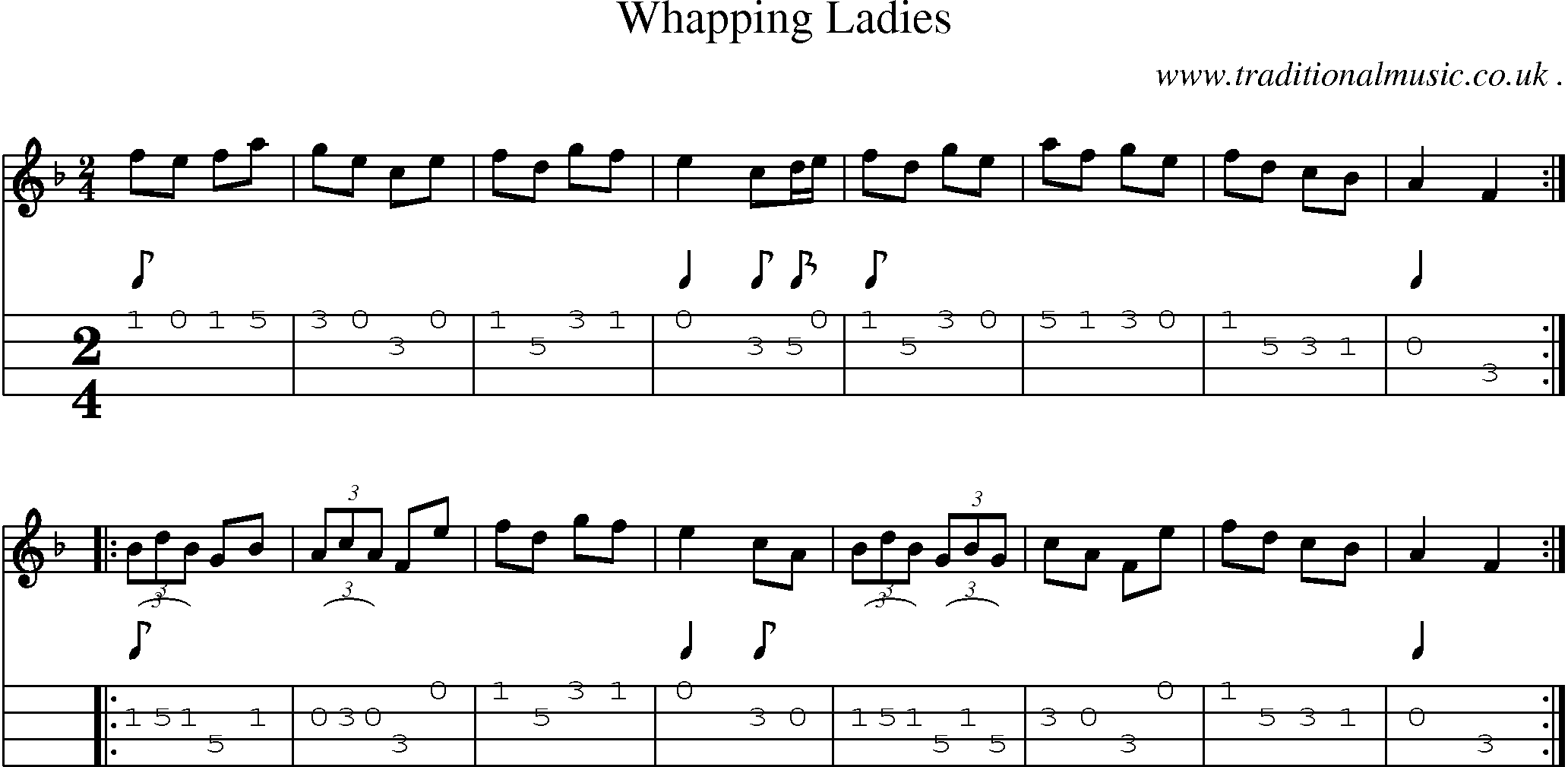 Sheet-Music and Mandolin Tabs for Whapping Ladies