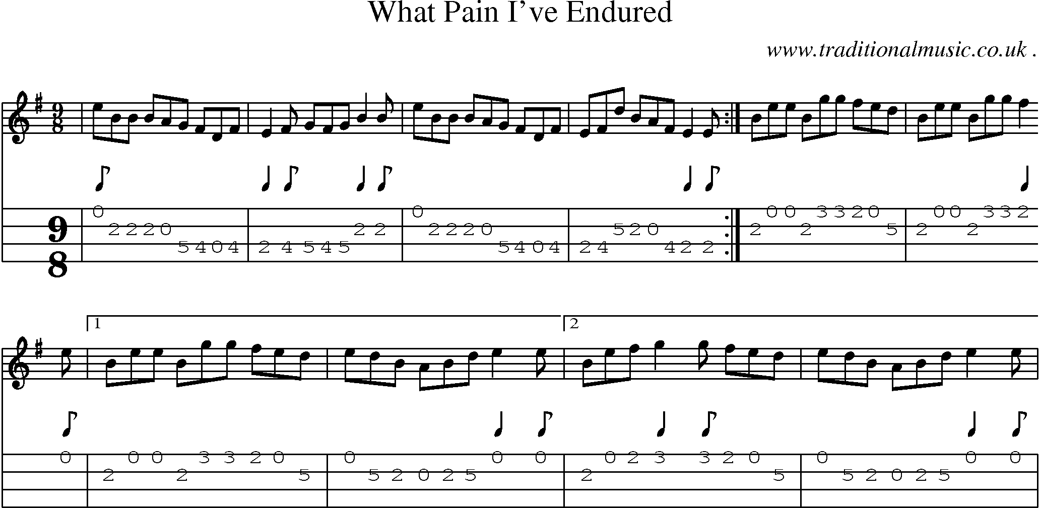 Sheet-Music and Mandolin Tabs for What Pain Ive Endured