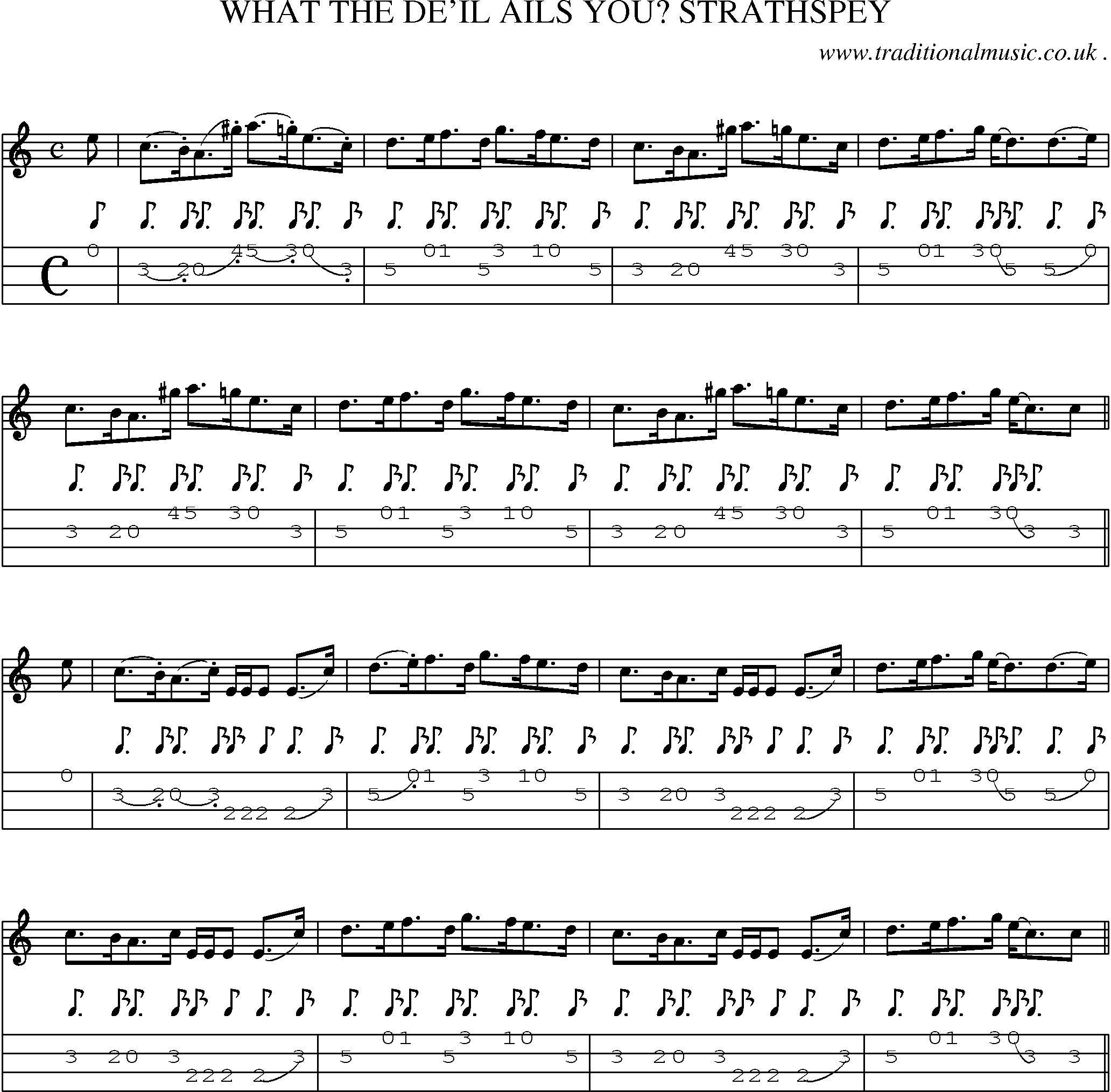 Sheet-Music and Mandolin Tabs for What The Deil Ails You Strathspey