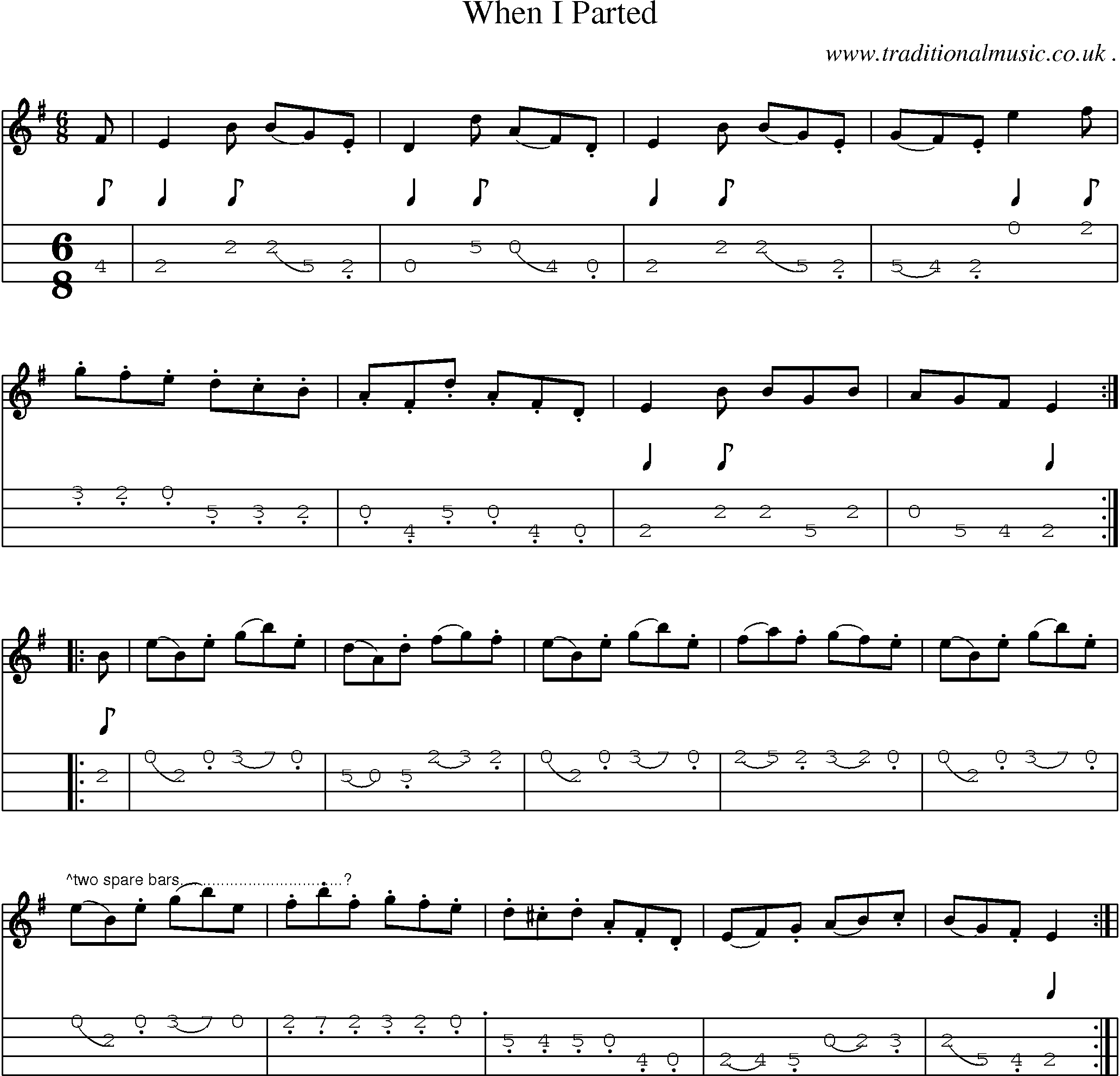 Sheet-Music and Mandolin Tabs for When I Parted