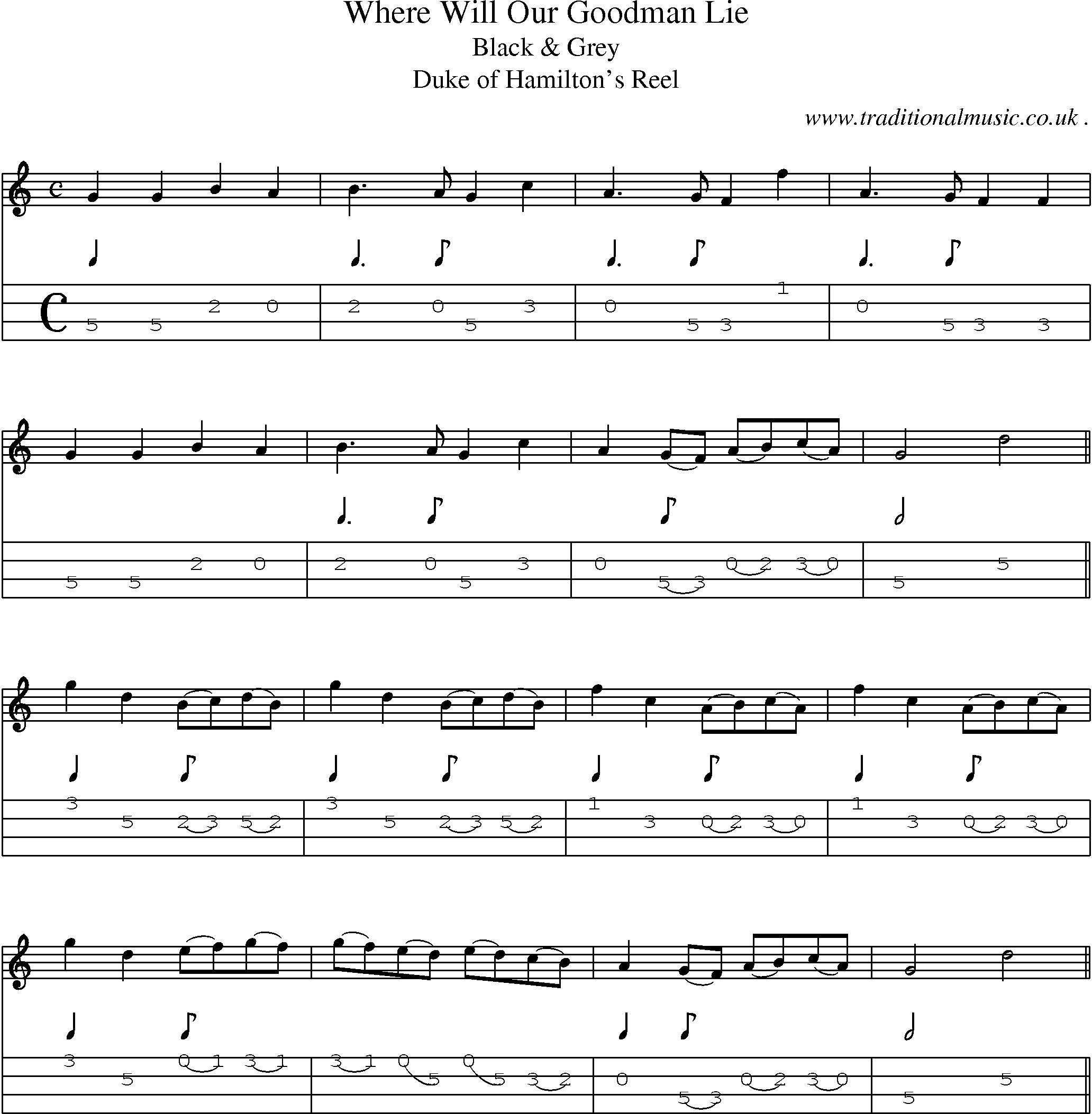 Sheet-Music and Mandolin Tabs for Where Will Our Goodman Lie
