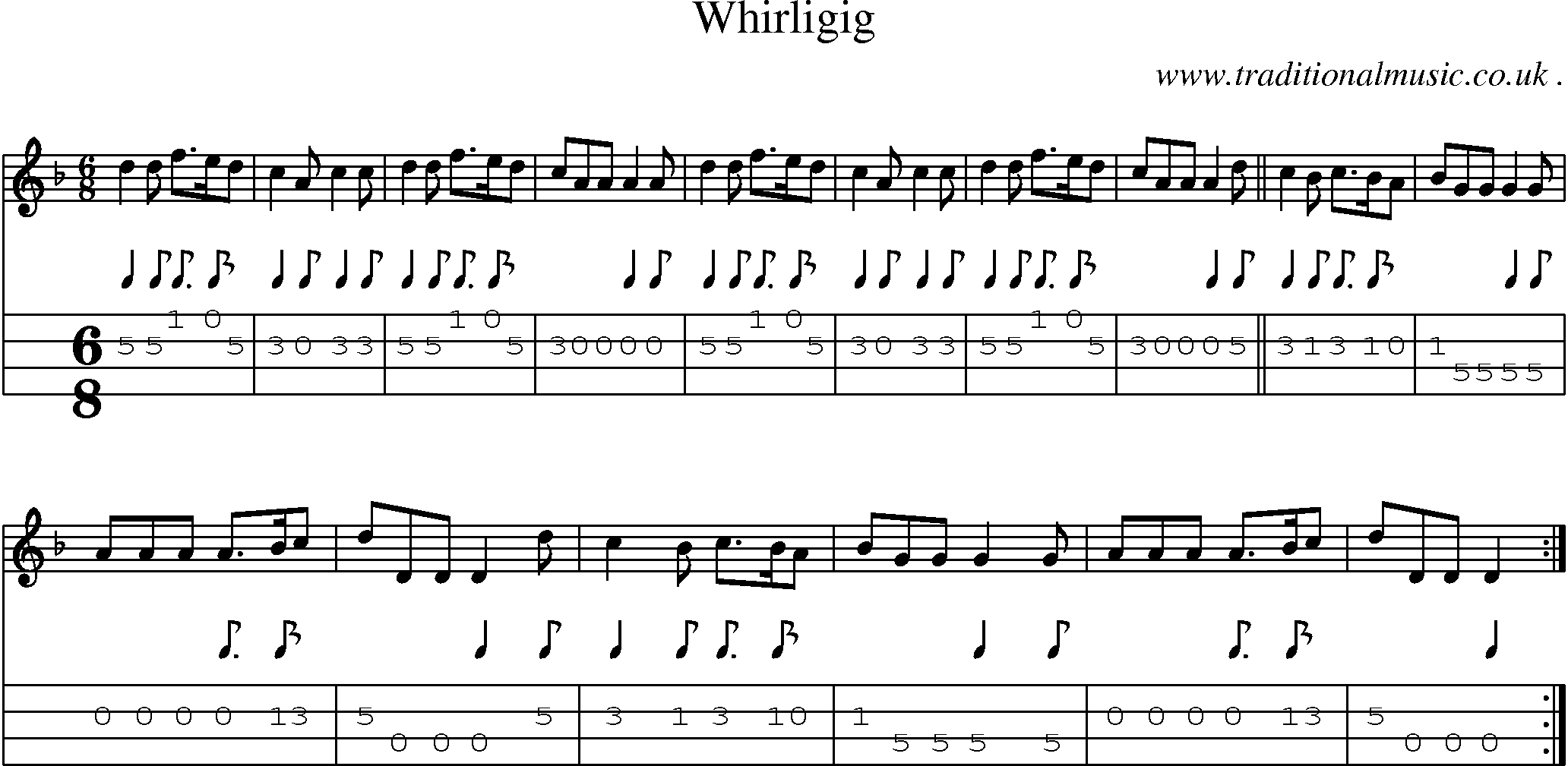 Sheet-Music and Mandolin Tabs for Whirligig