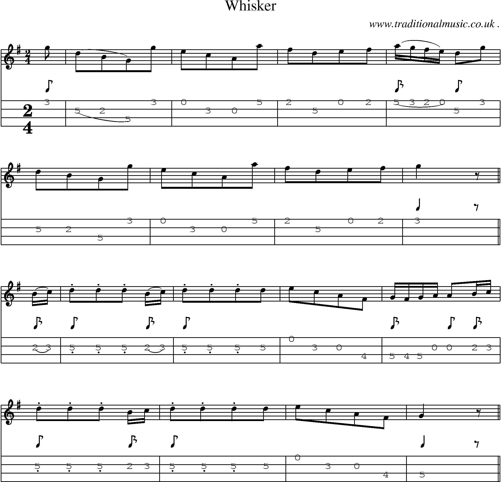 Sheet-Music and Mandolin Tabs for Whisker