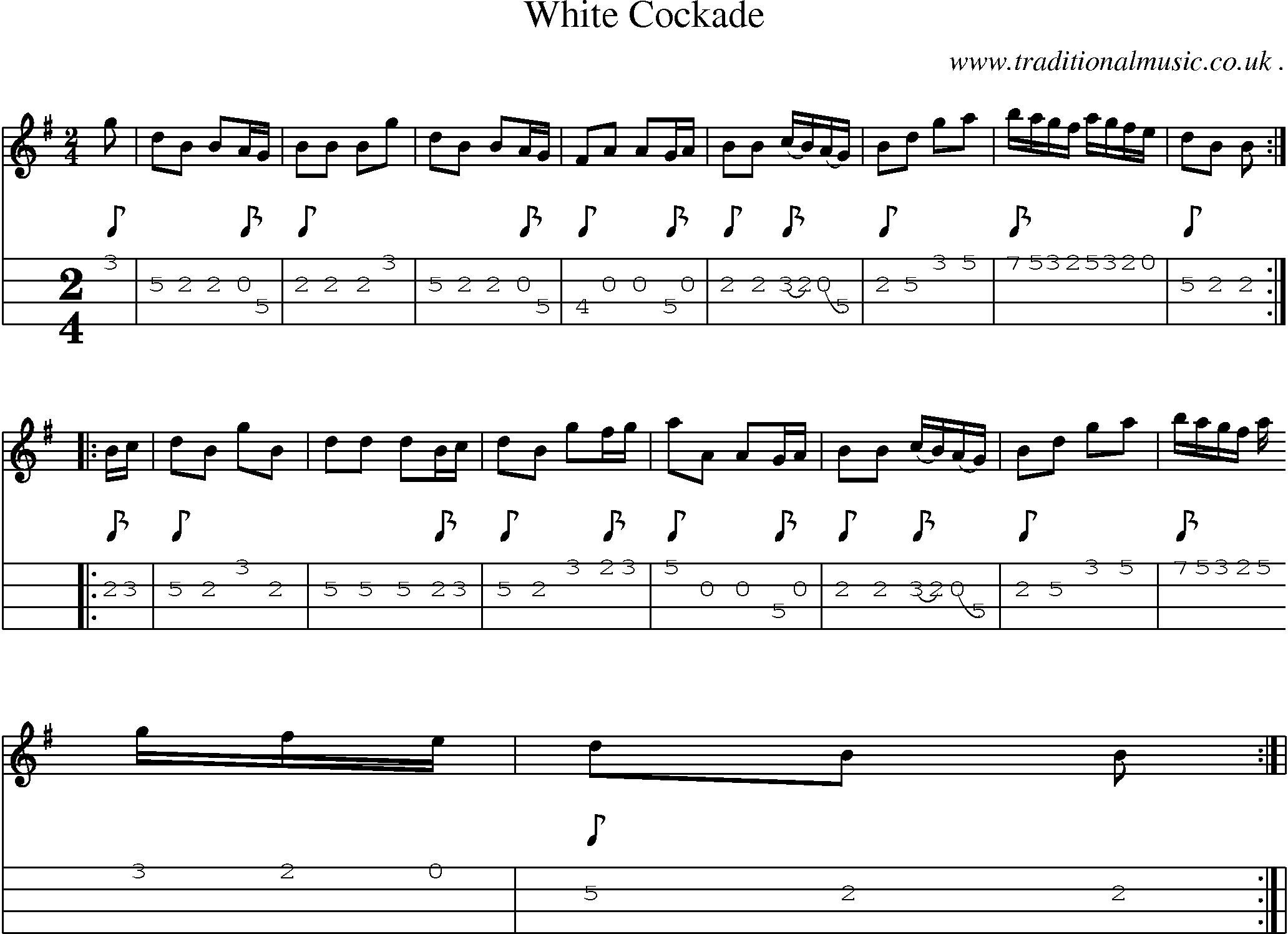 Sheet-Music and Mandolin Tabs for White Cockade