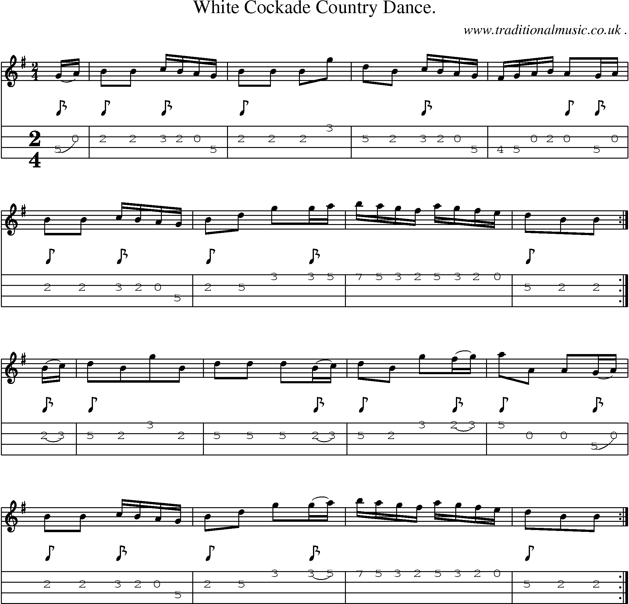 Sheet-Music and Mandolin Tabs for White Cockade Country Dance