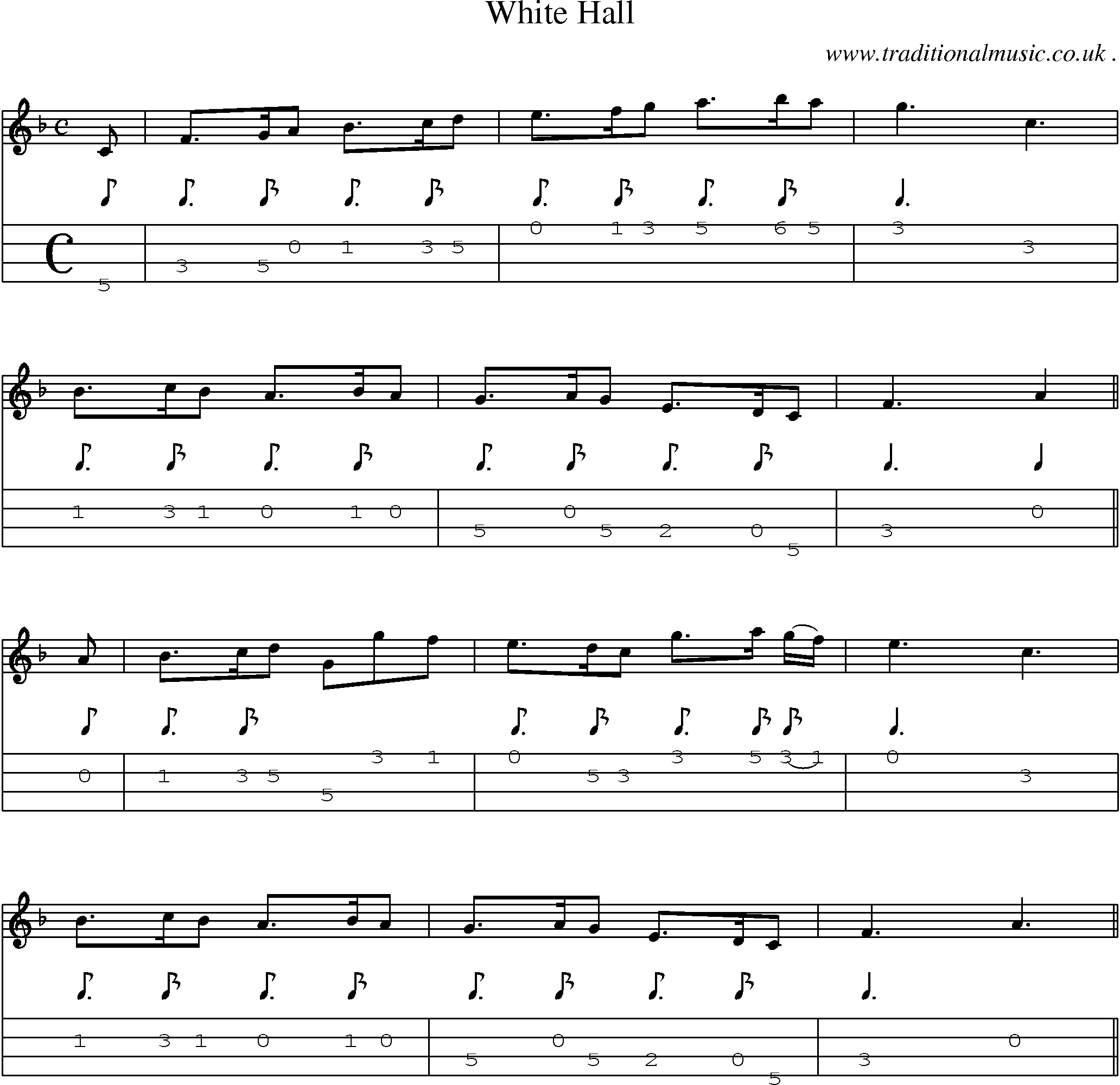 Sheet-Music and Mandolin Tabs for White Hall