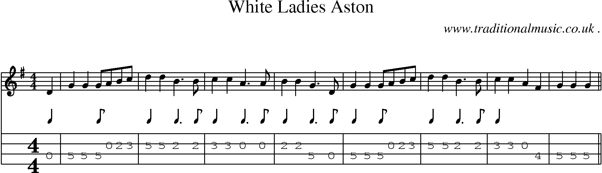Sheet-Music and Mandolin Tabs for White Ladies Aston