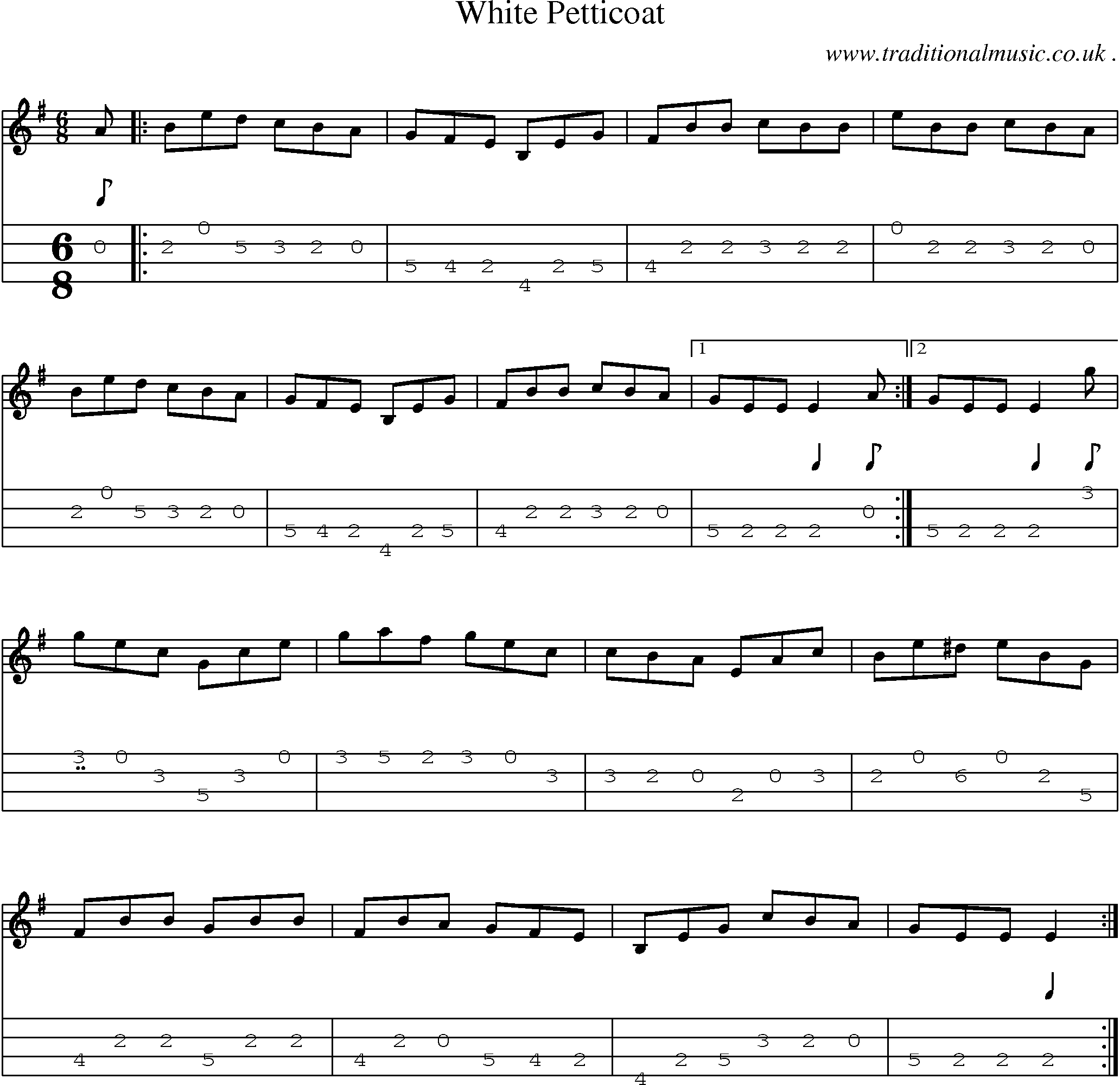 Sheet-Music and Mandolin Tabs for White Petticoat