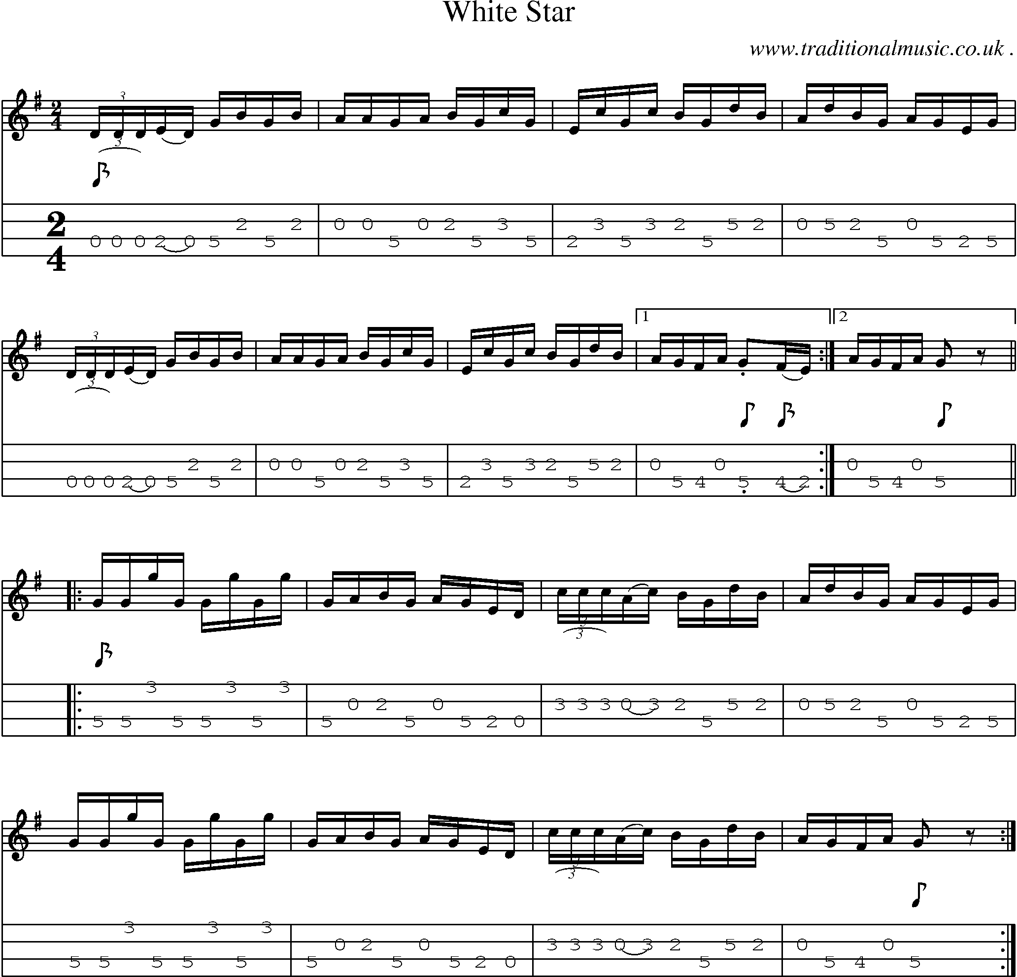 Sheet-Music and Mandolin Tabs for White Star