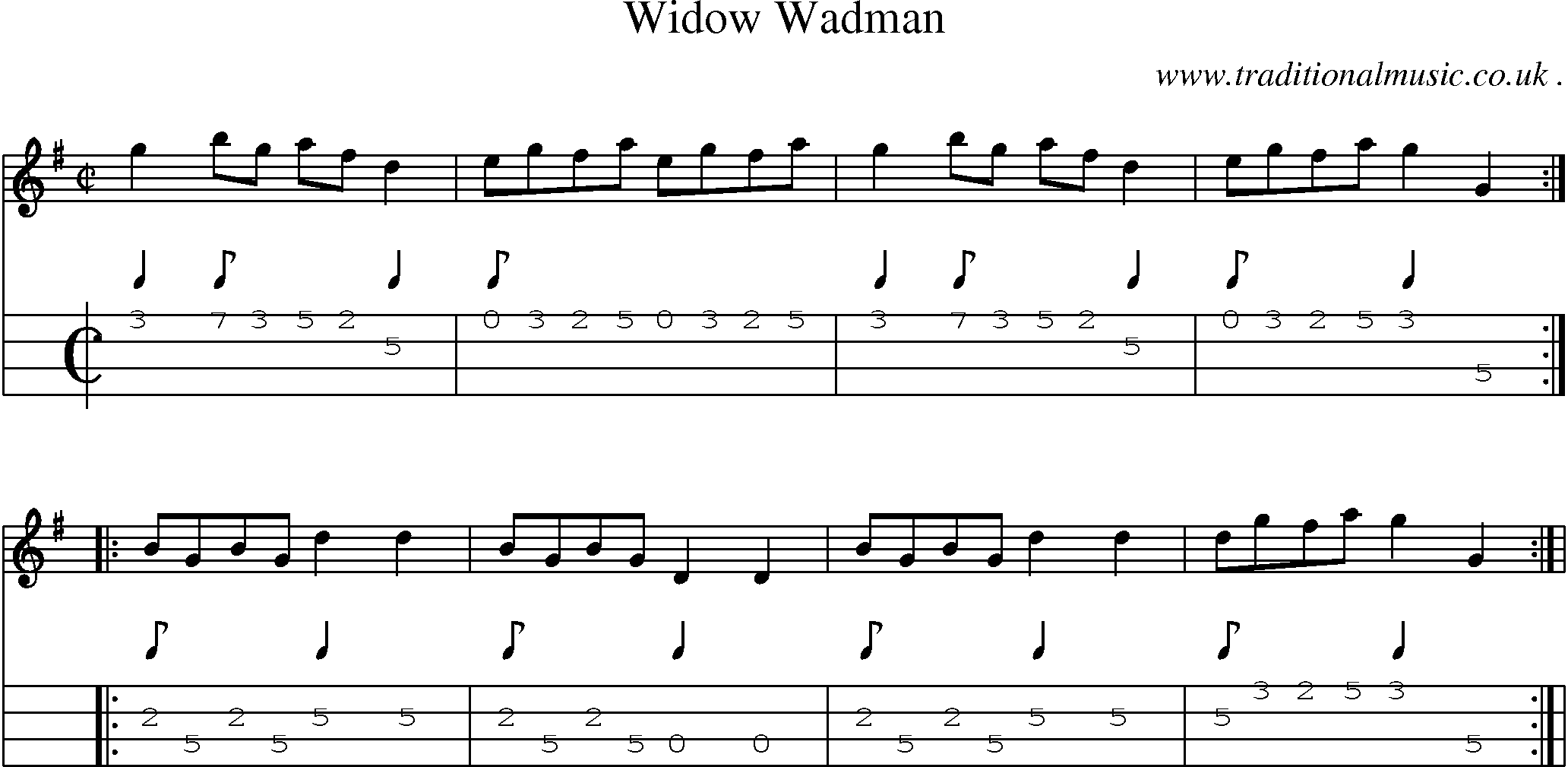 Sheet-Music and Mandolin Tabs for Widow Wadman