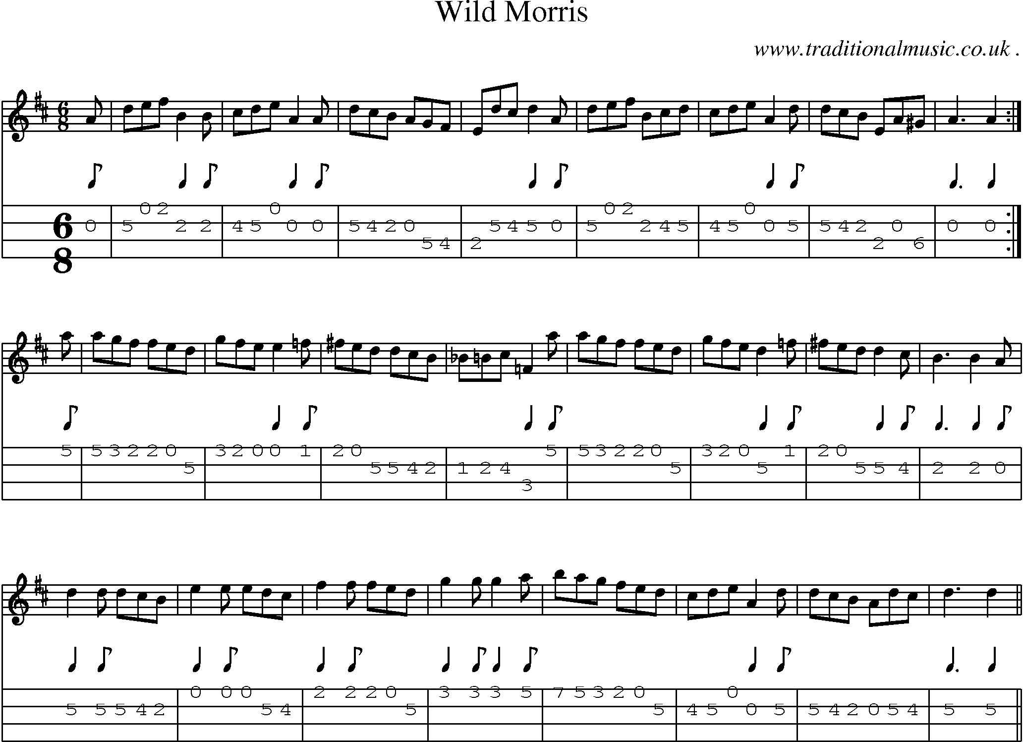 Sheet-Music and Mandolin Tabs for Wild Morris