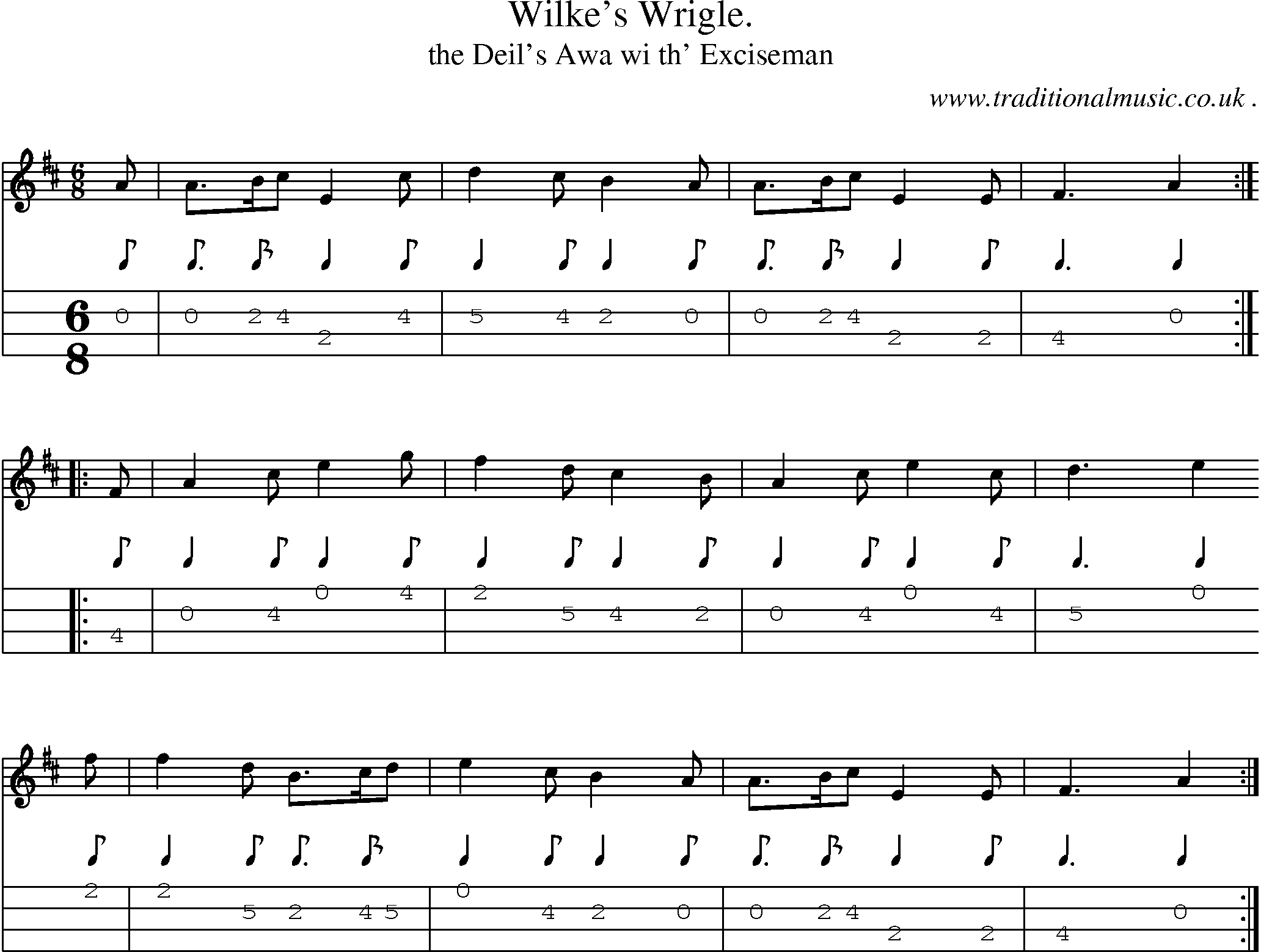 Sheet-Music and Mandolin Tabs for Wilkes Wrigle