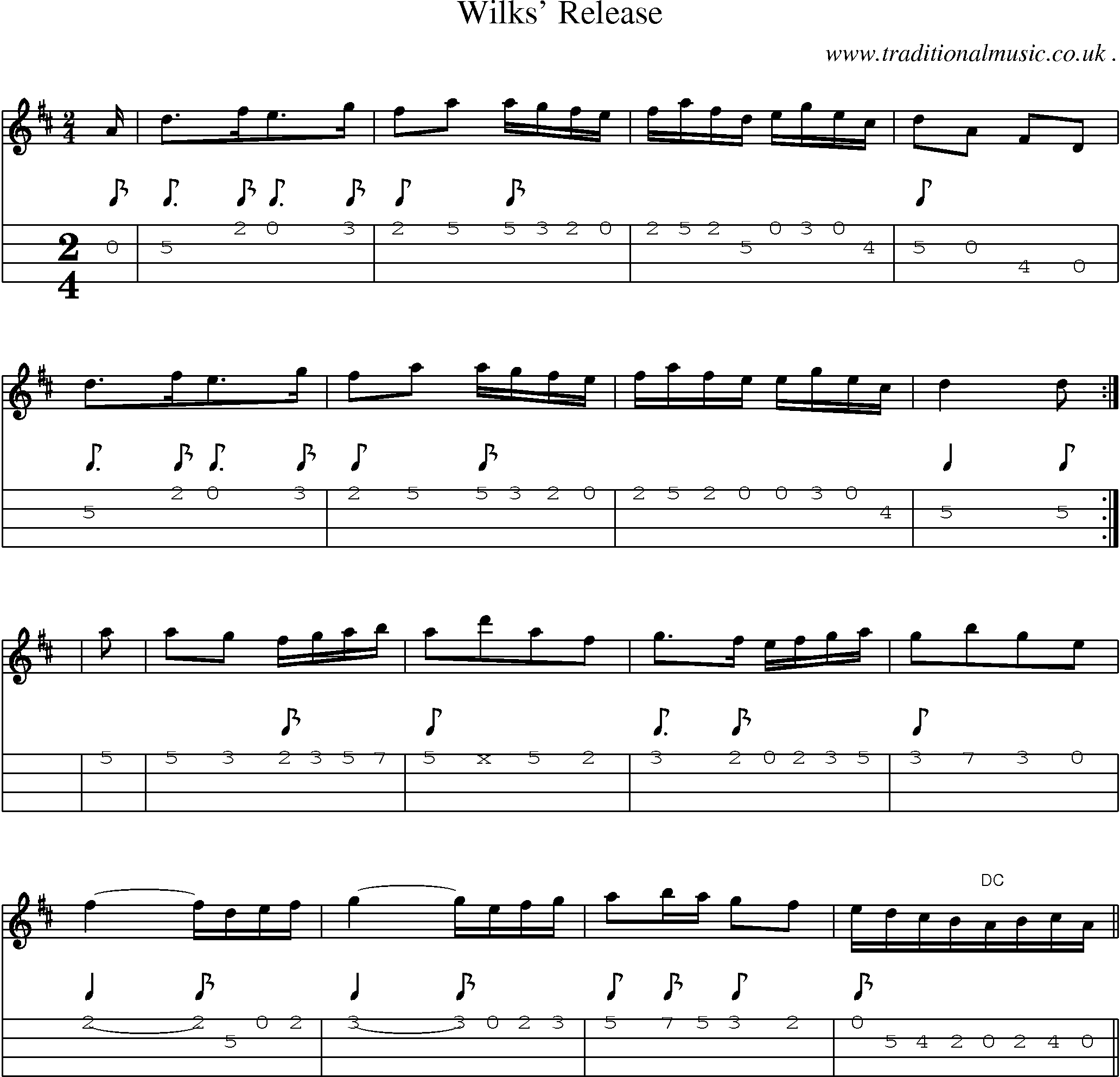 Sheet-Music and Mandolin Tabs for Wilks Release