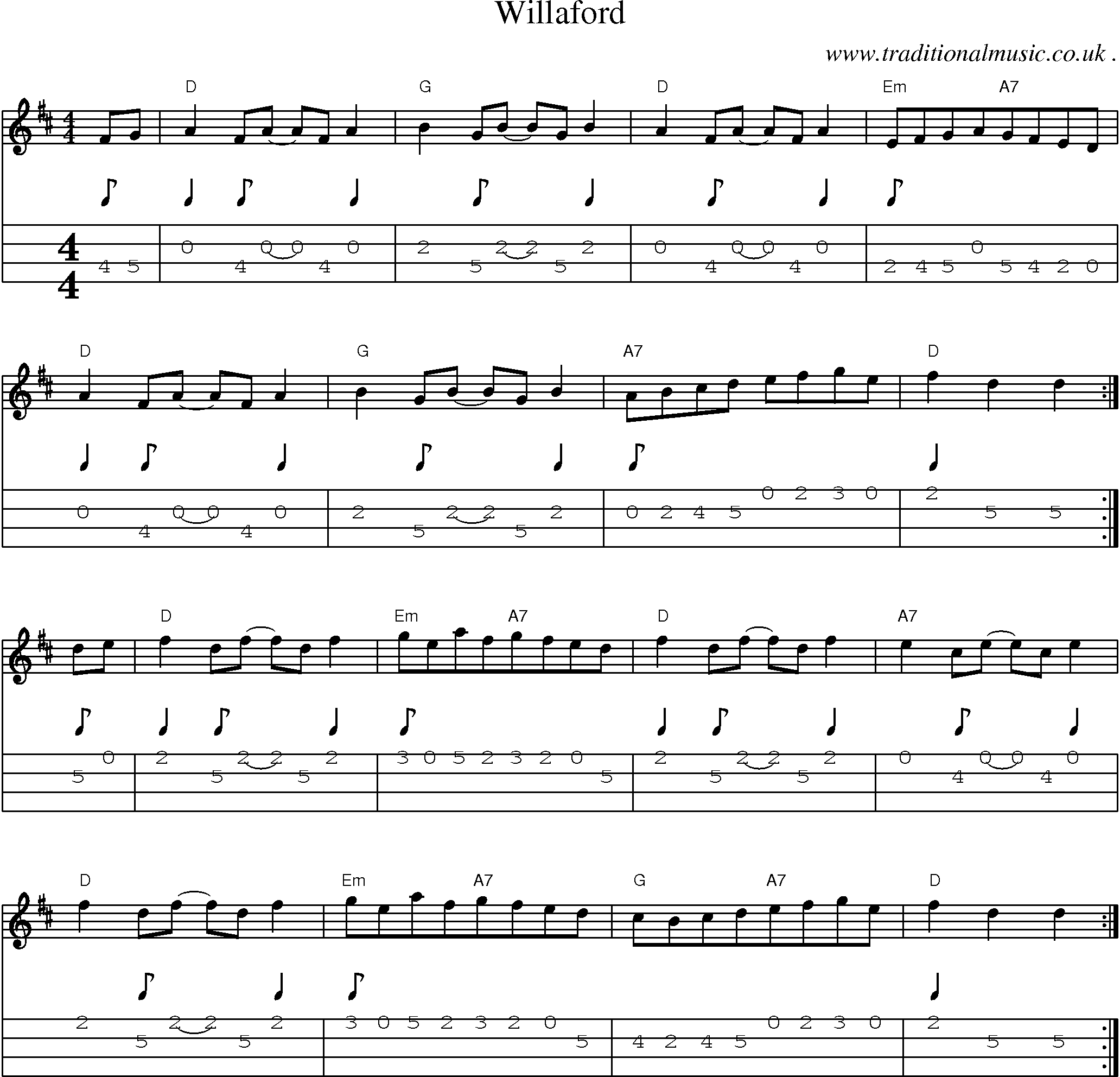 Sheet-Music and Mandolin Tabs for Willaford