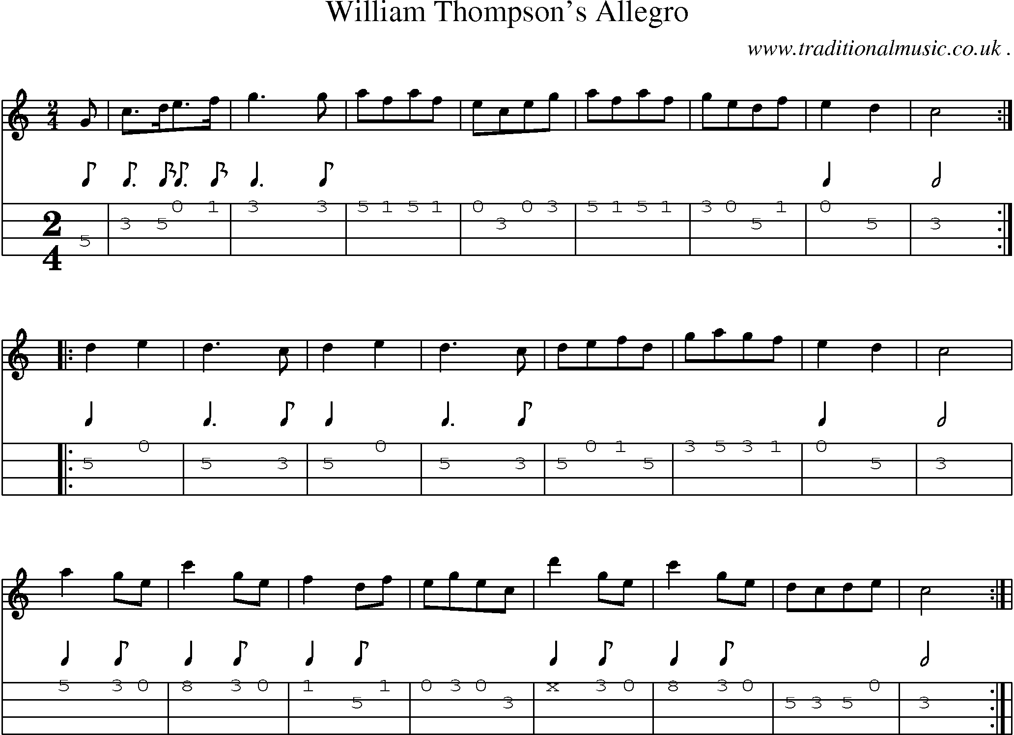Sheet-Music and Mandolin Tabs for William Thompsons Allegro