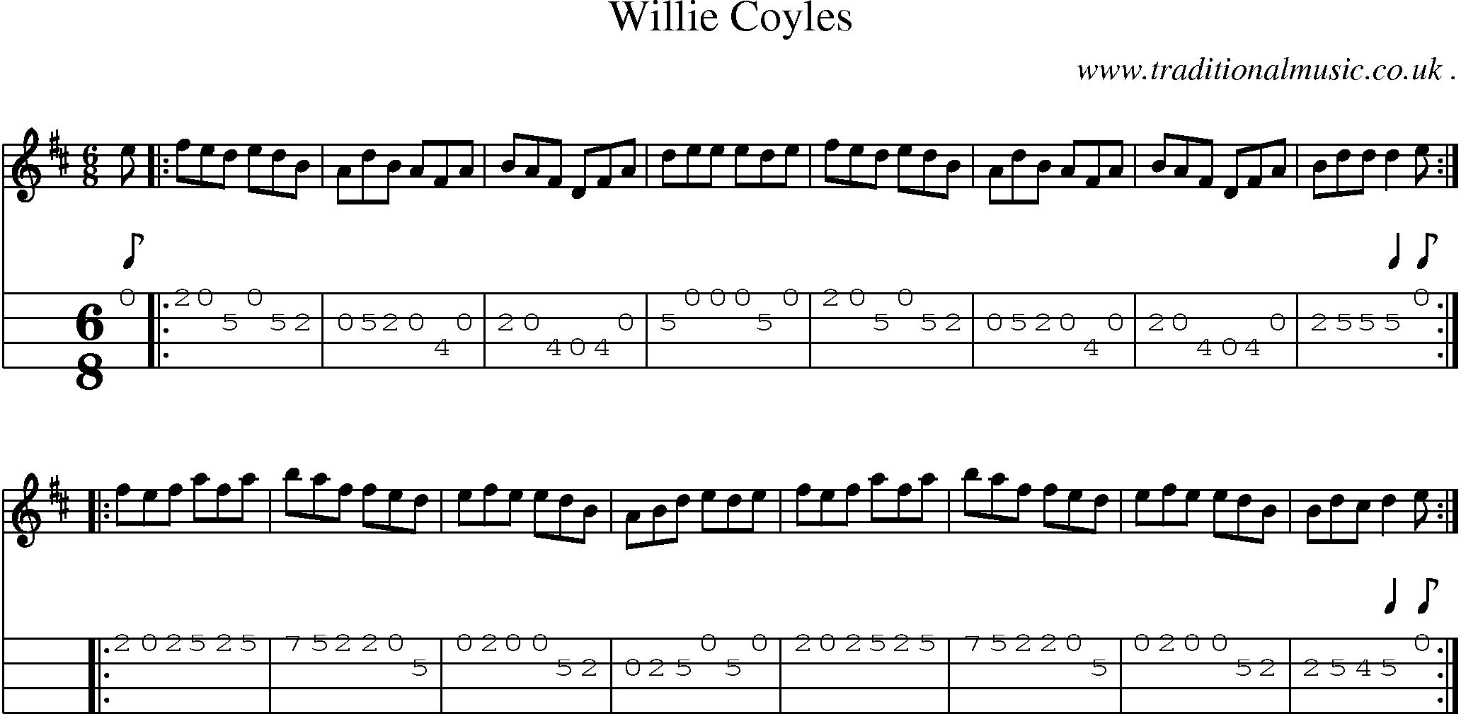 Sheet-Music and Mandolin Tabs for Willie Coyles