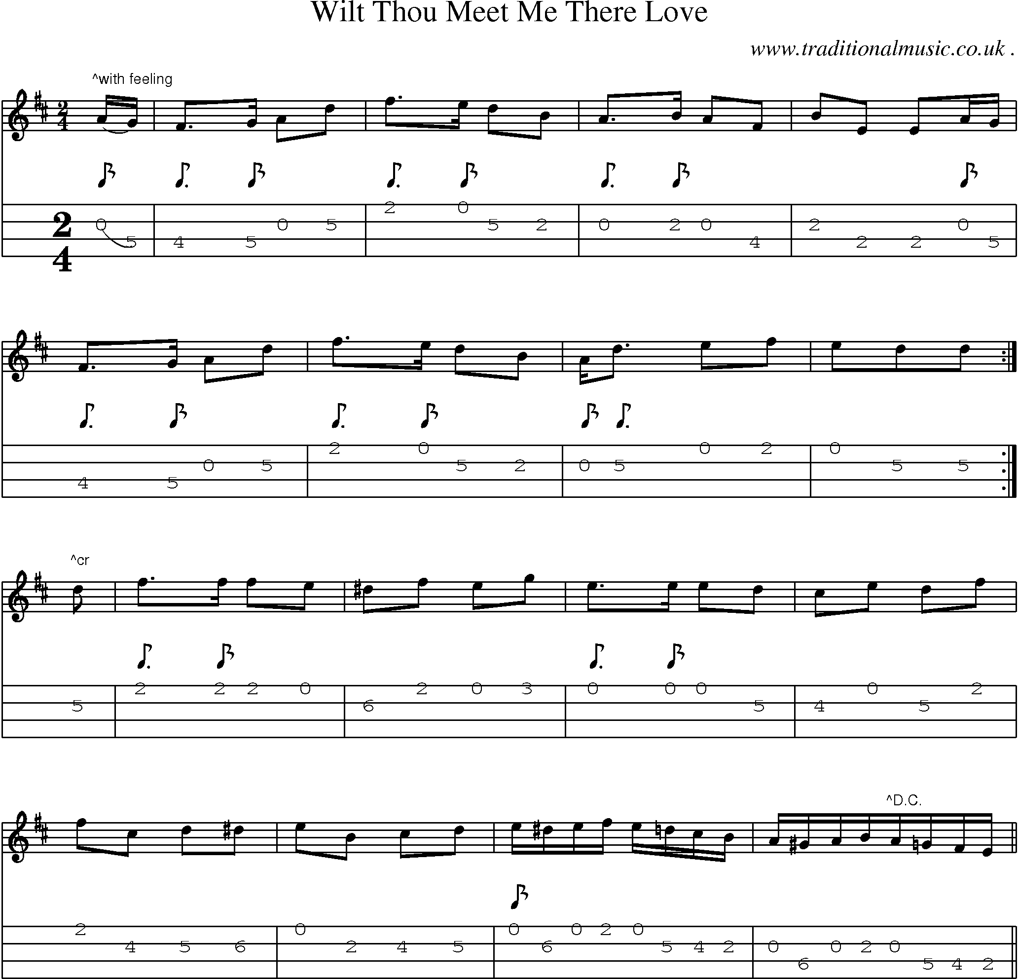 Sheet-Music and Mandolin Tabs for Wilt Thou Meet Me There Love