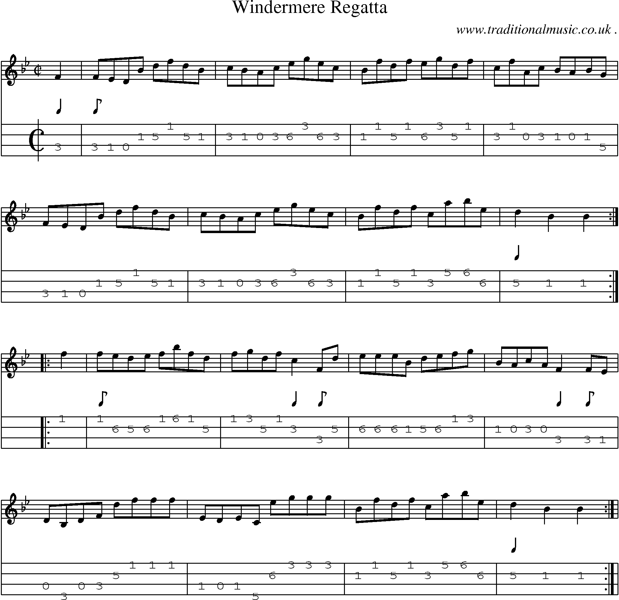 Sheet-Music and Mandolin Tabs for Windermere Regatta