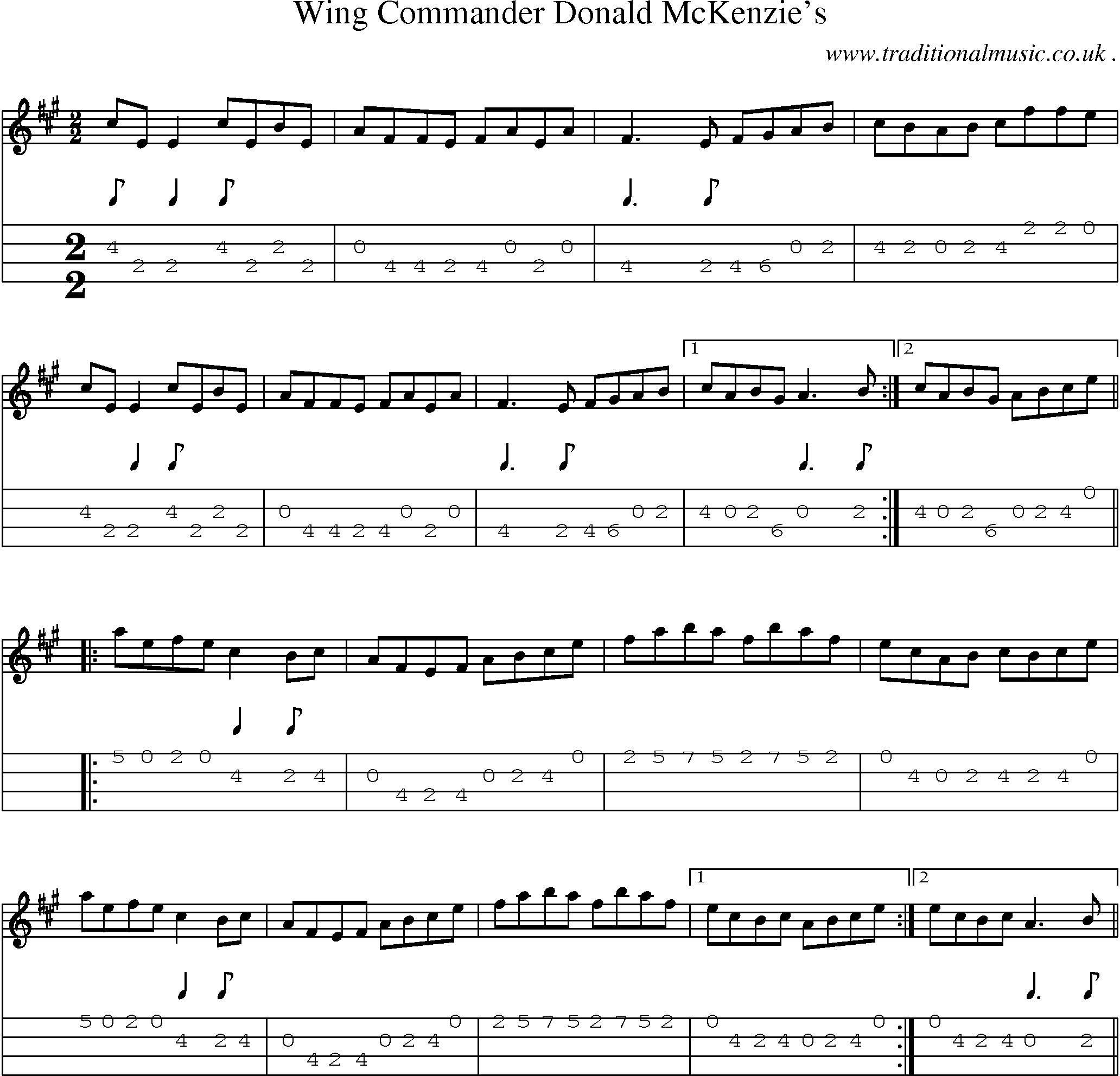 Sheet-Music and Mandolin Tabs for Wing Commander Donald Mckenzies