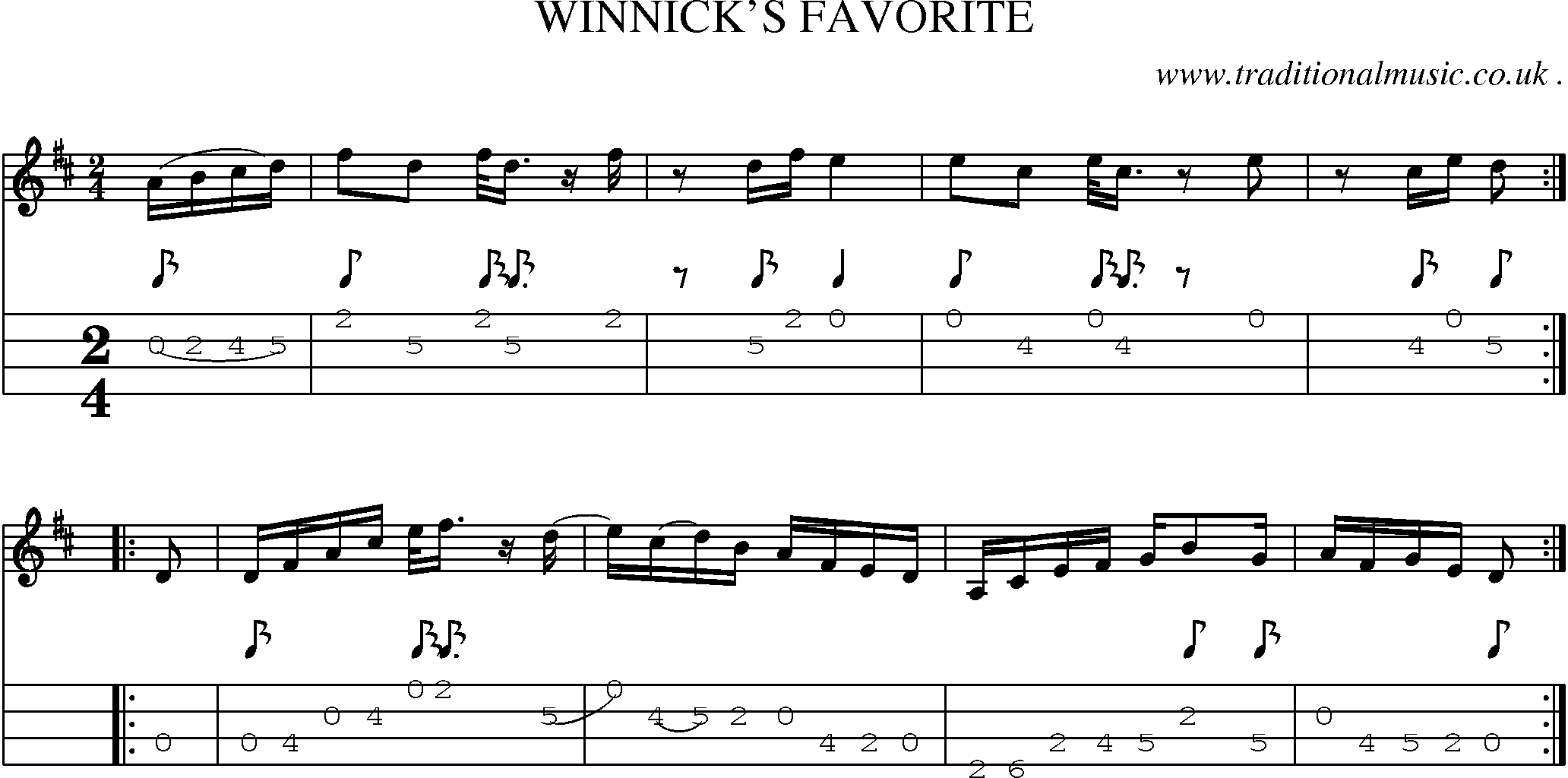 Sheet-Music and Mandolin Tabs for Winnicks Favorite