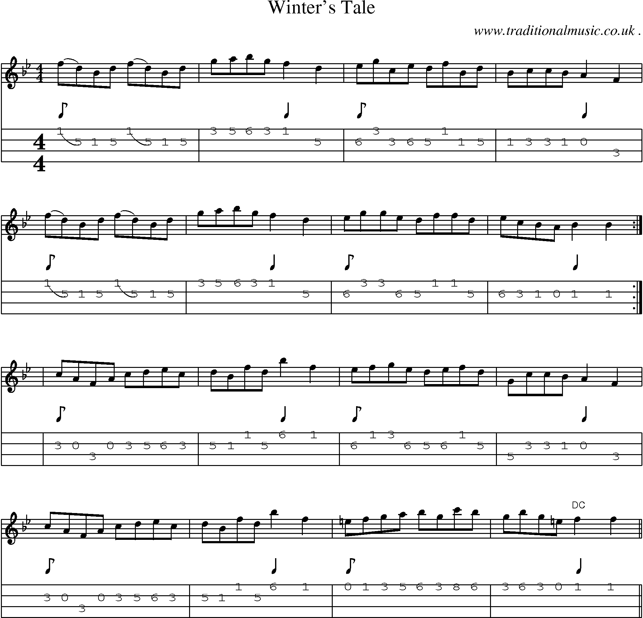 Sheet-Music and Mandolin Tabs for Winters Tale